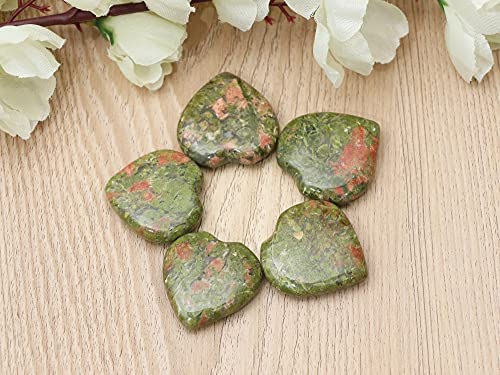 Crocon Unakite cœur 25mm avec pochette et catalogue inclus, rangement élégant.