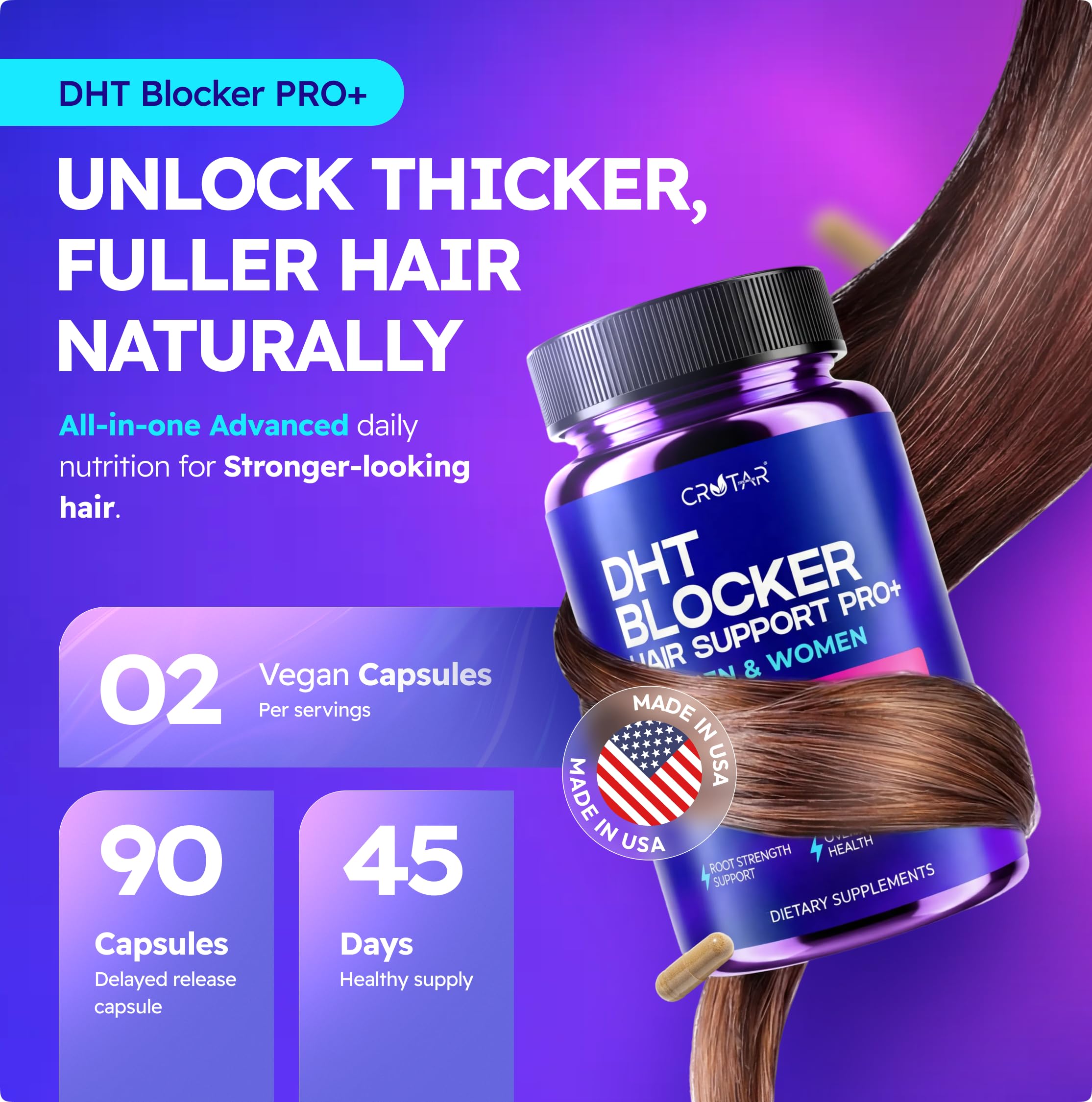 Crotar Origins DHT Blocker: huile de graines de citrouille pour nourrir les cheveux.