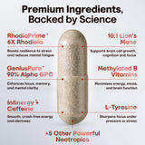 CRTX Nutrition Focus — étiquette lisible montrant les ingrédients et les bénéfices potentiels.
