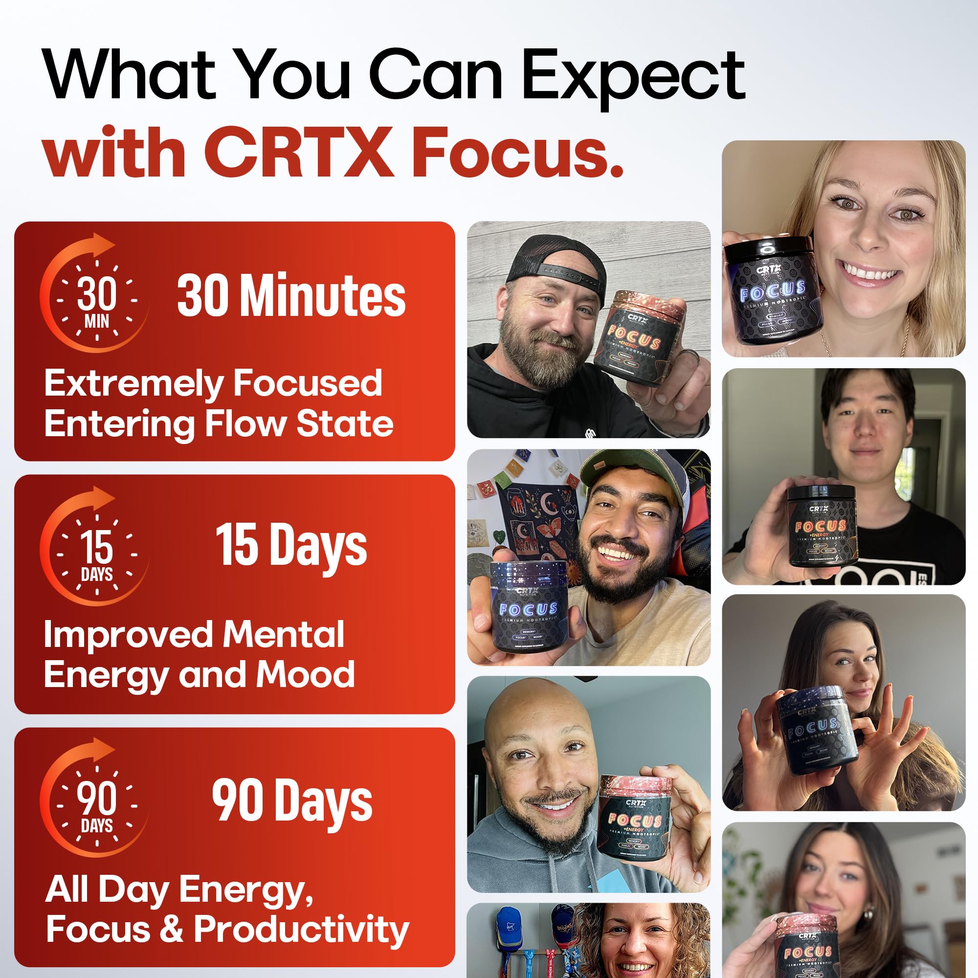 CRTX Nutrition Focus — emballage fabriqué aux États-Unis et conforme GMP.