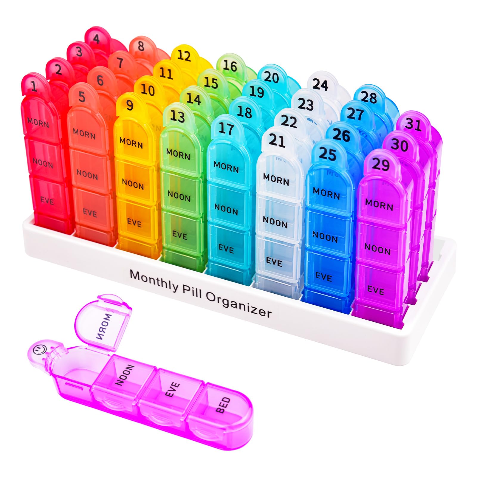 Cruxer boîte-pilules mois 32 compartiments – rangement pratique.