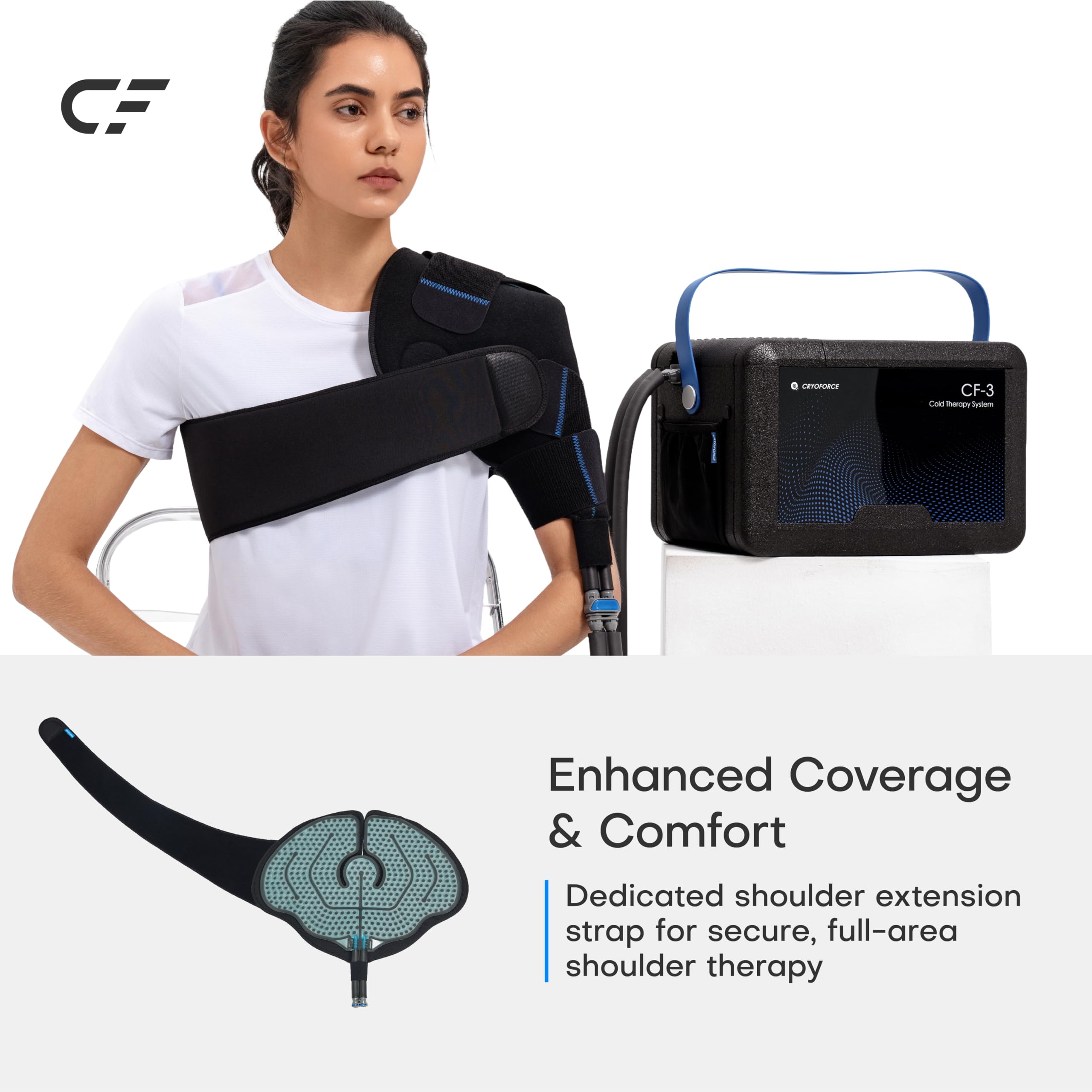 CRYOFORCE CF-3 Pro sangle épaule assure un positionnement stable.