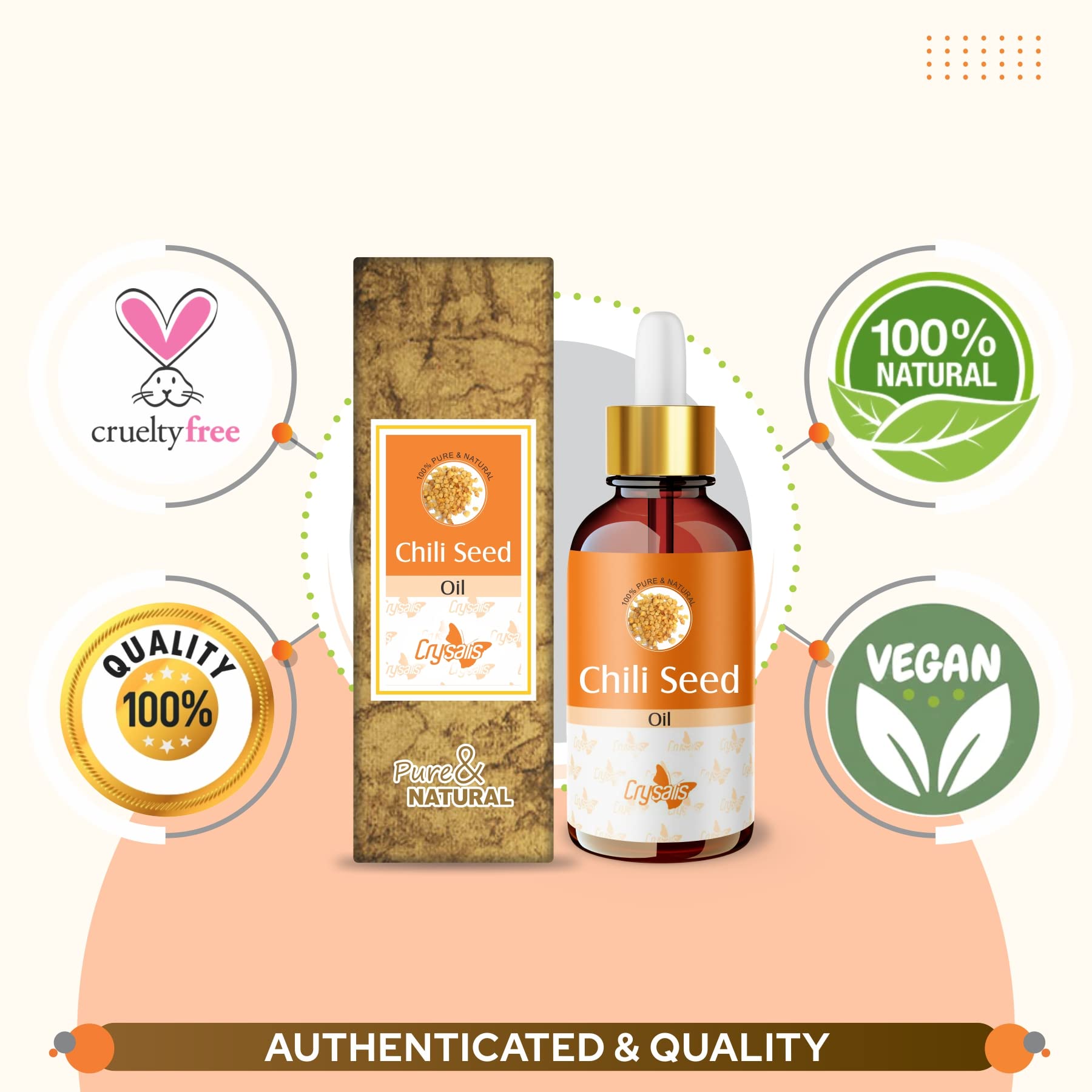 Huile Crysalis en flacon, idéale pour massages relaxants.