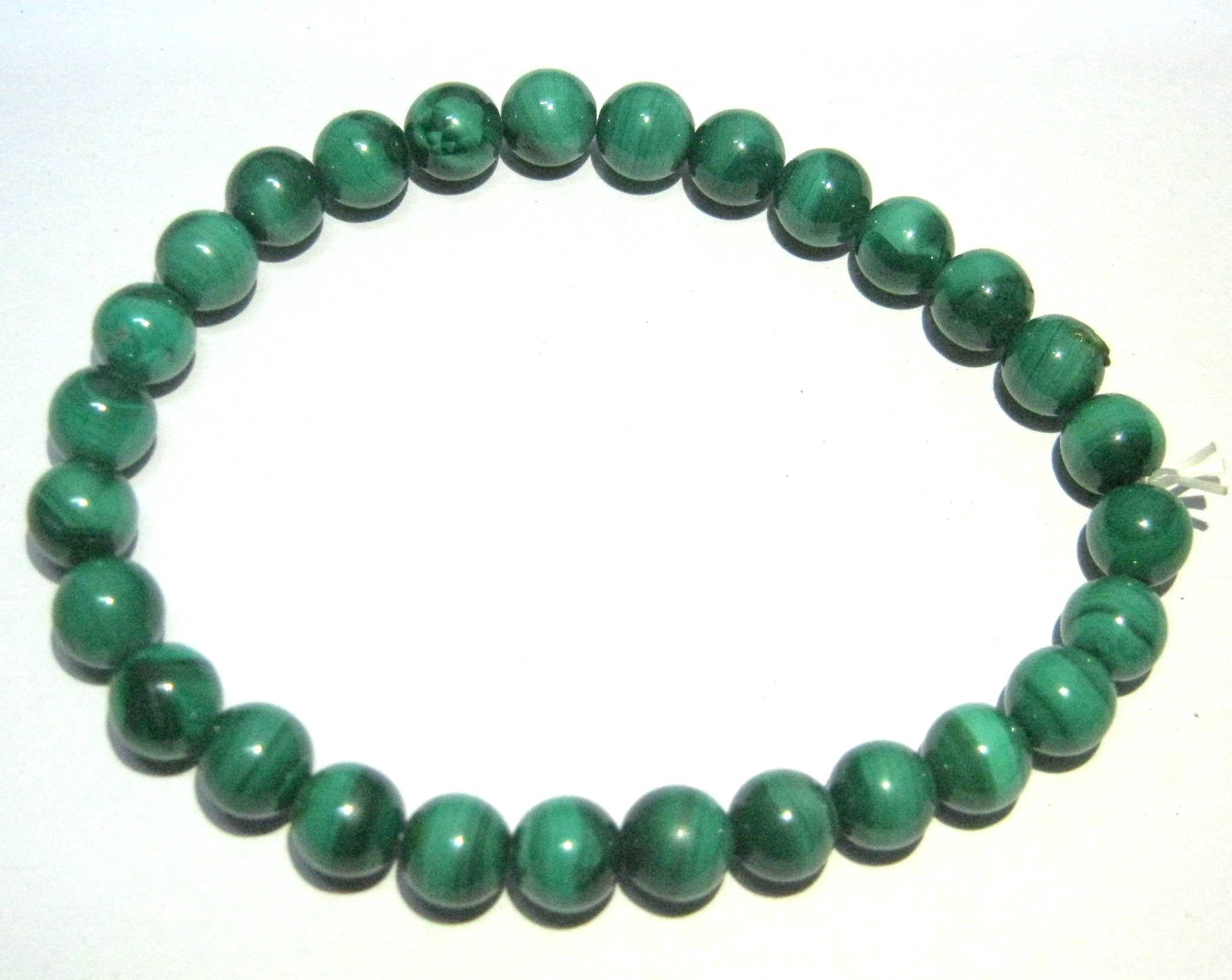 CRYSTALMIRACLE bracelet Malachite – perles rondes, parfait pour le style et l'équilibre.