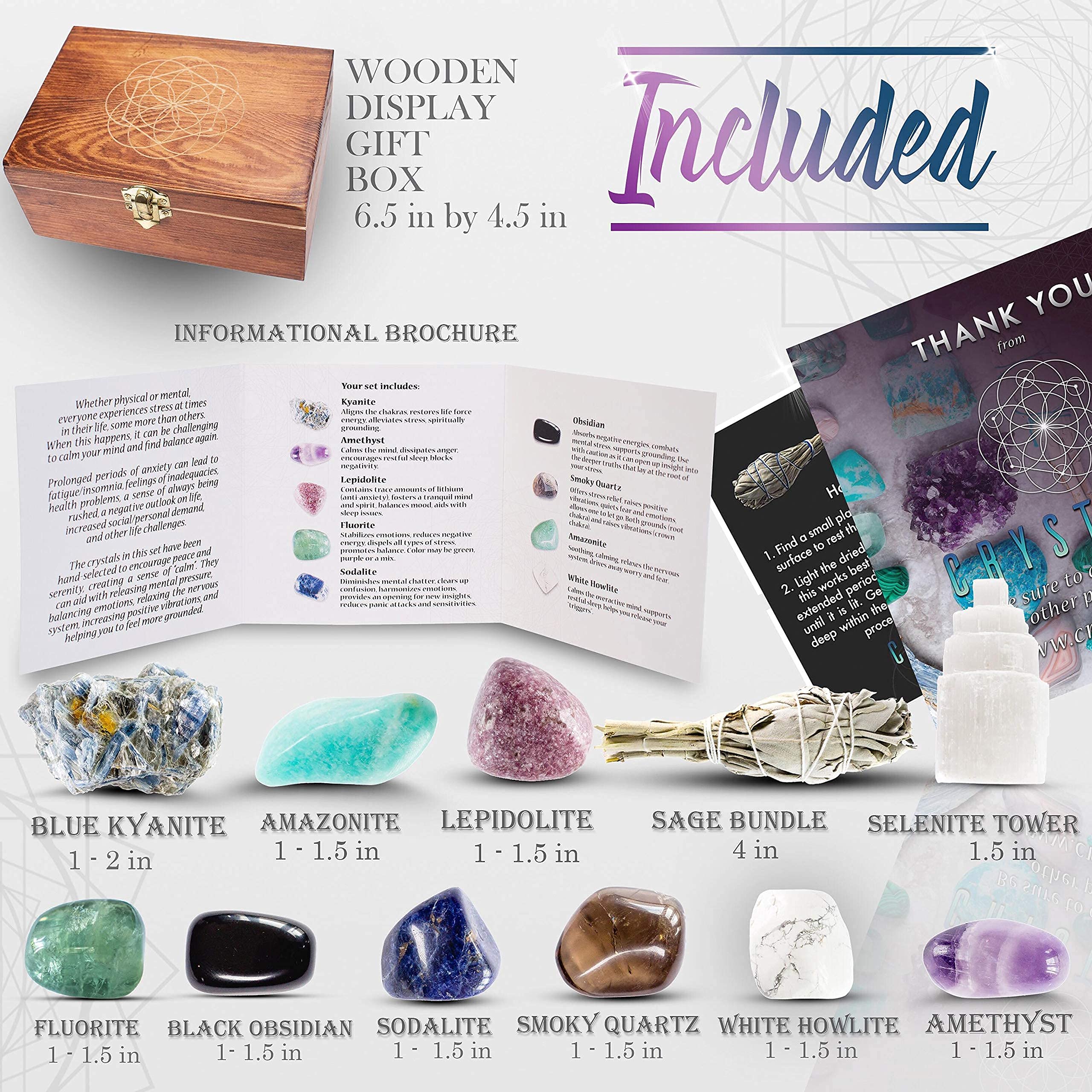 Crystalya ensemble d’outils: sélénite et bâtonnet de sauge pour purification.
