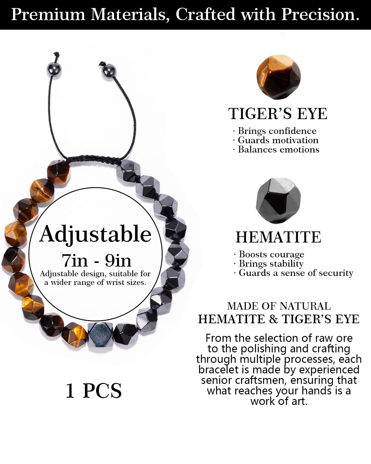 Crystery bracelet homme hématite: double protection et confort quotidien.