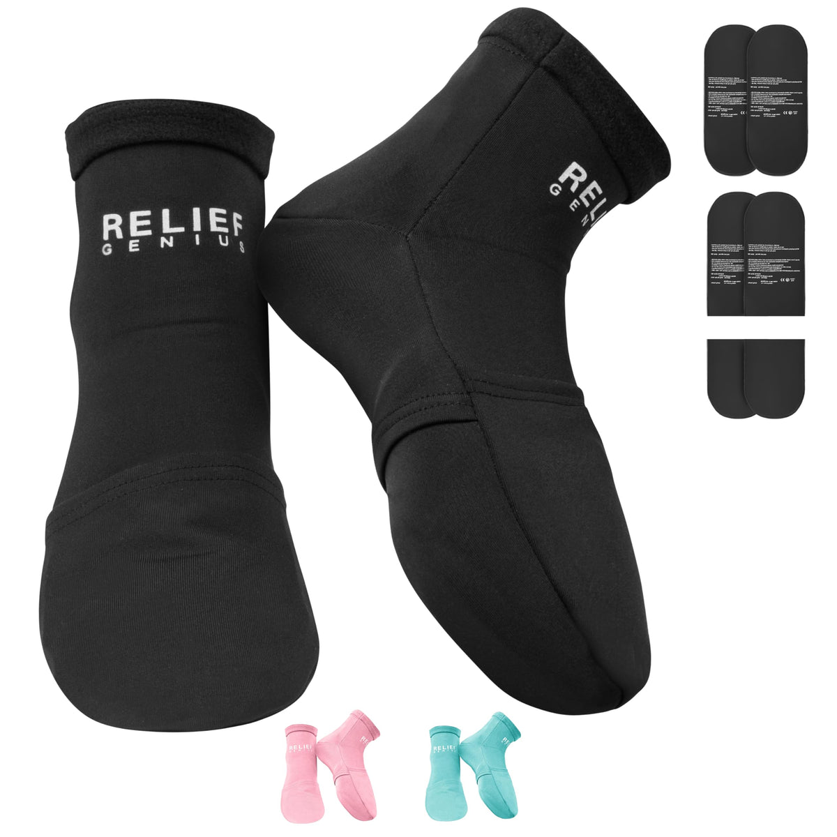 Relief Genius CTR BAND chaussettes refroidissement pied entier pour confort rapide.