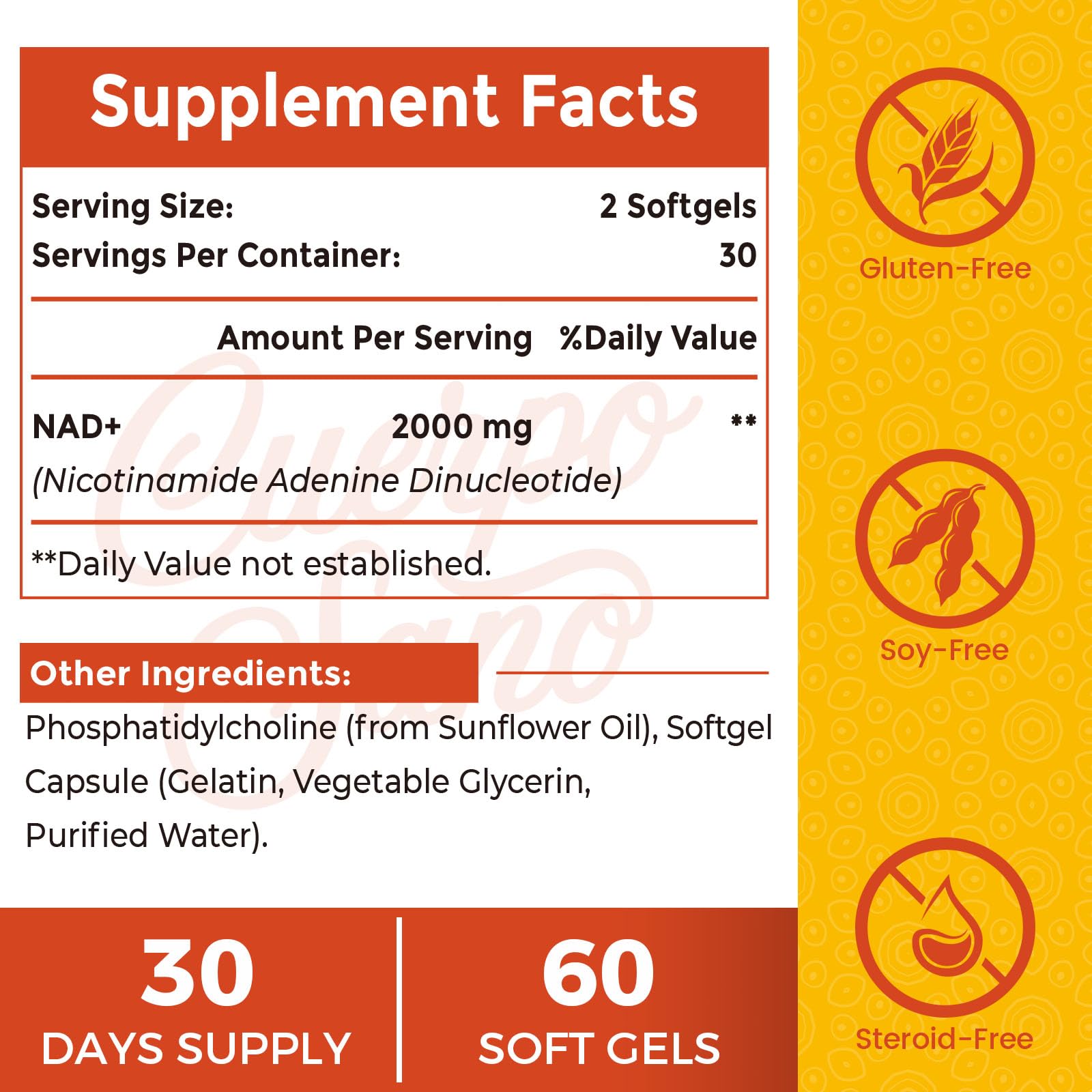 Capsules Cuerpo Sano NAD+ montrant une absorption optimisée.