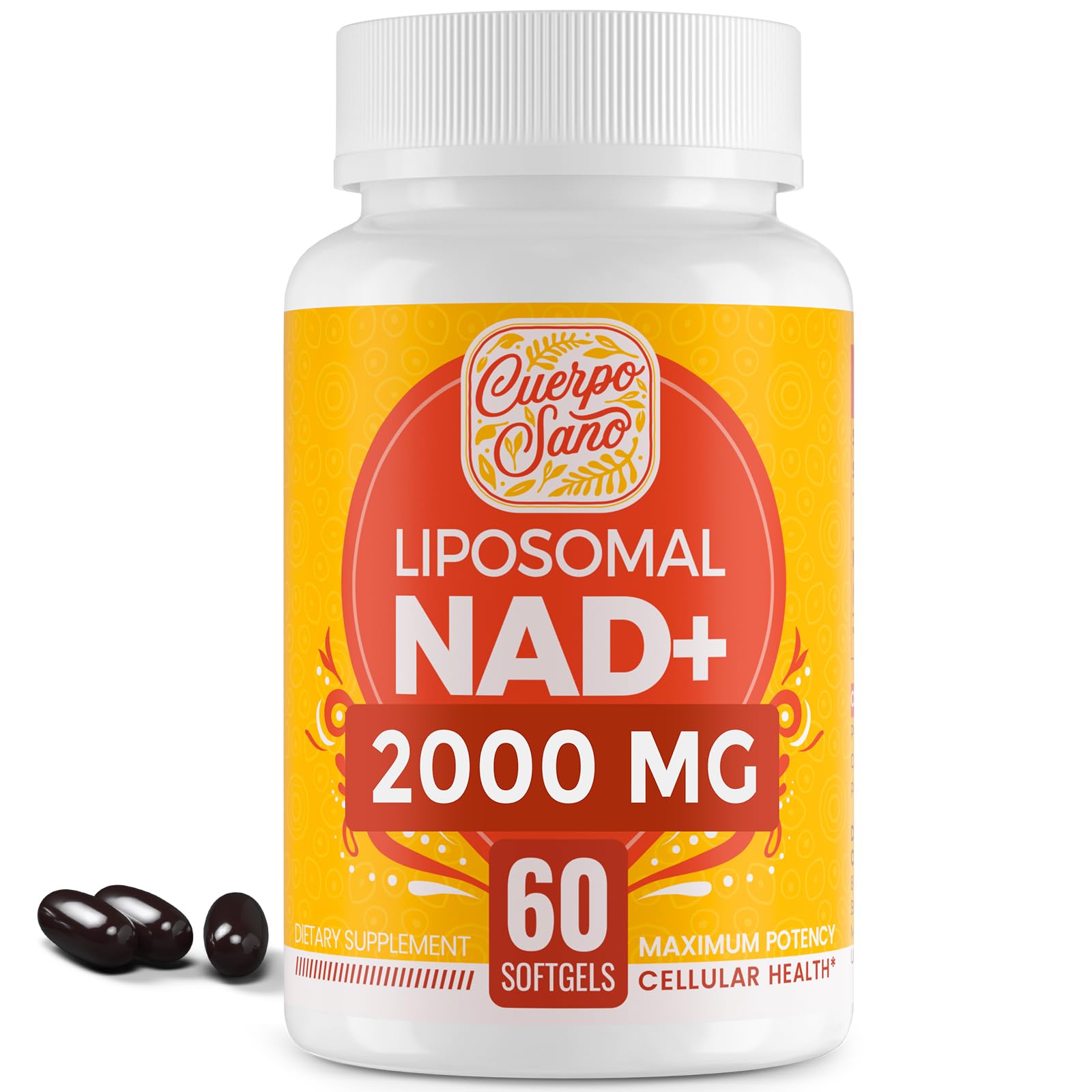 Cuerpo Sano NAD liposomale: bouteille illustrant l'énergie cellulaire soutenue.