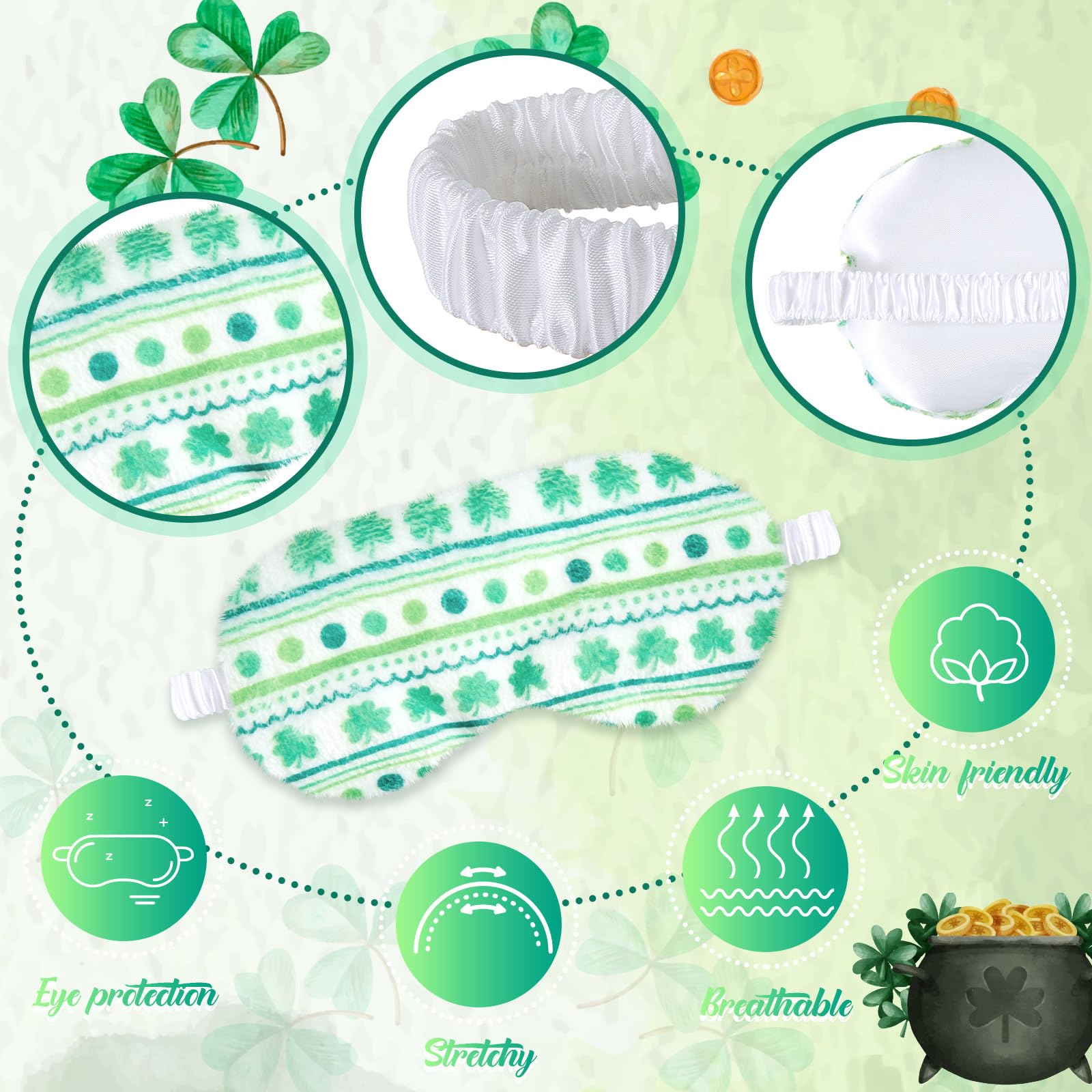 Masque peluche vert Cuffbow, douceur et tissu souple pour des moments de repos.