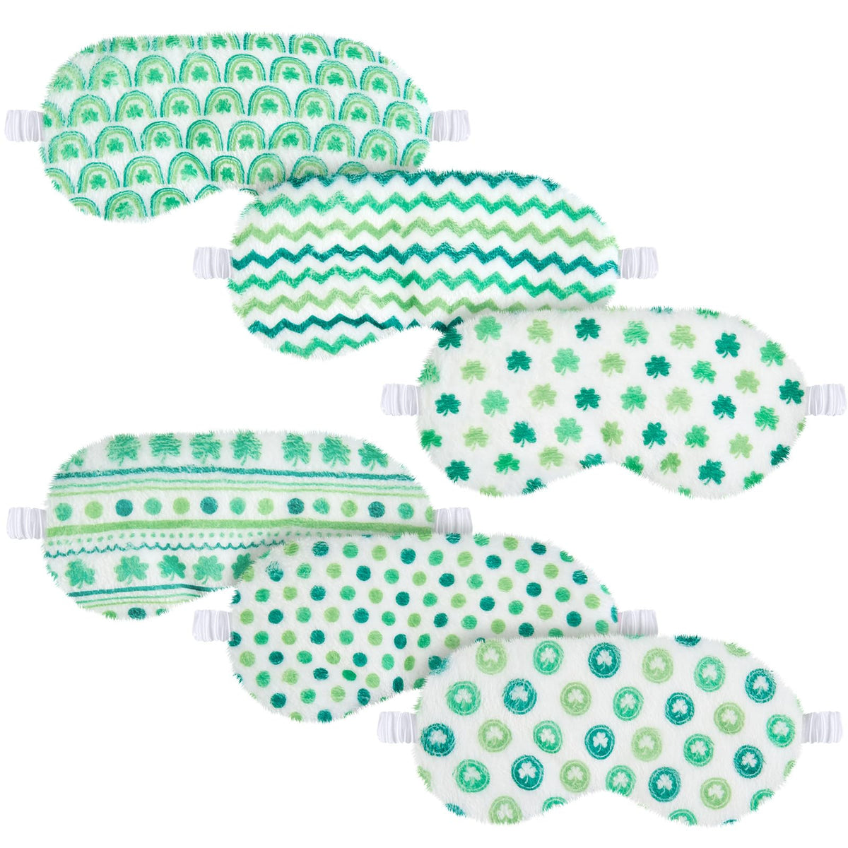 Masque yeux Cuffbow peluche vert avec doublure satinée pour un confort luxueux.