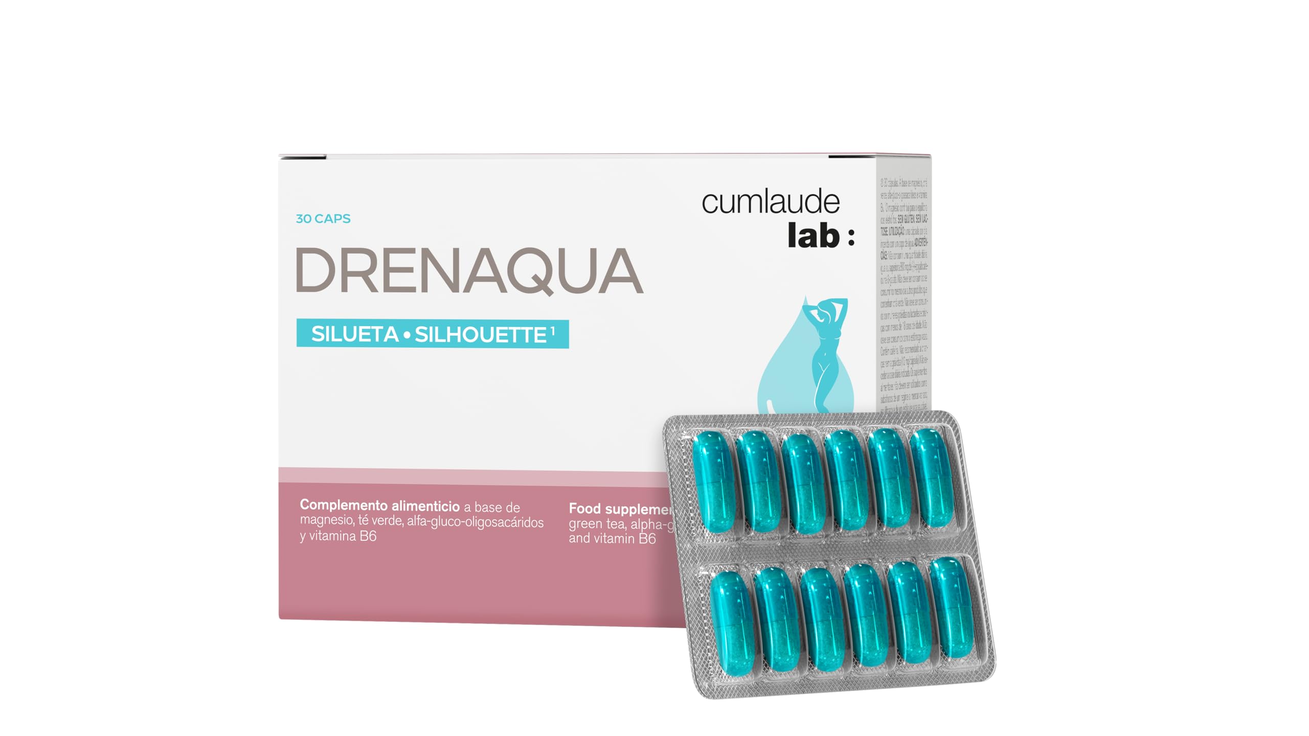 Cumlaude Drenaqua Capsules – groupe de capsules prête à l'emploi sur le plan de travail.