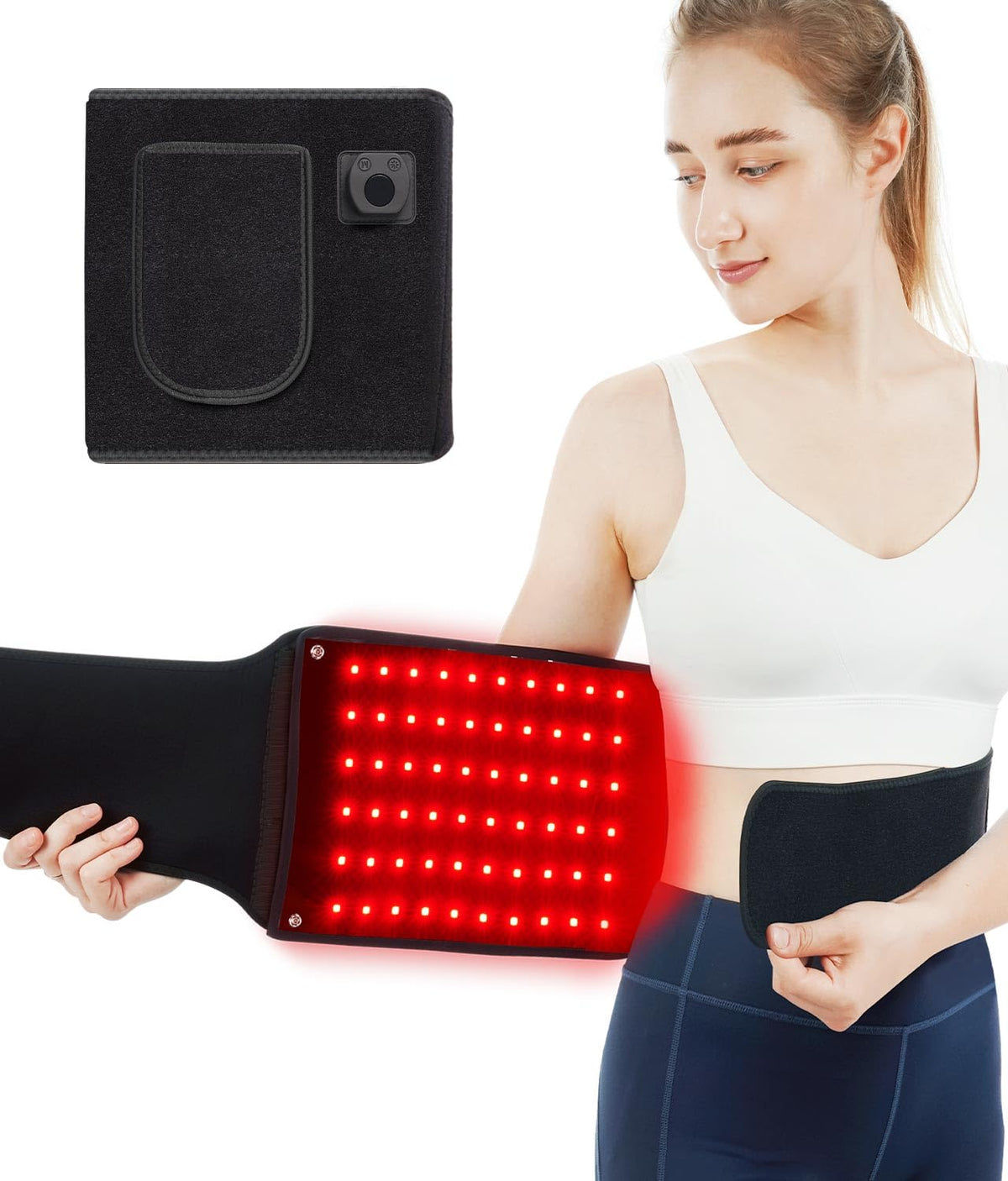 CUPID CARE Ceinture en action avec thérapie lumière rouge 3-en-1 pour le corps.