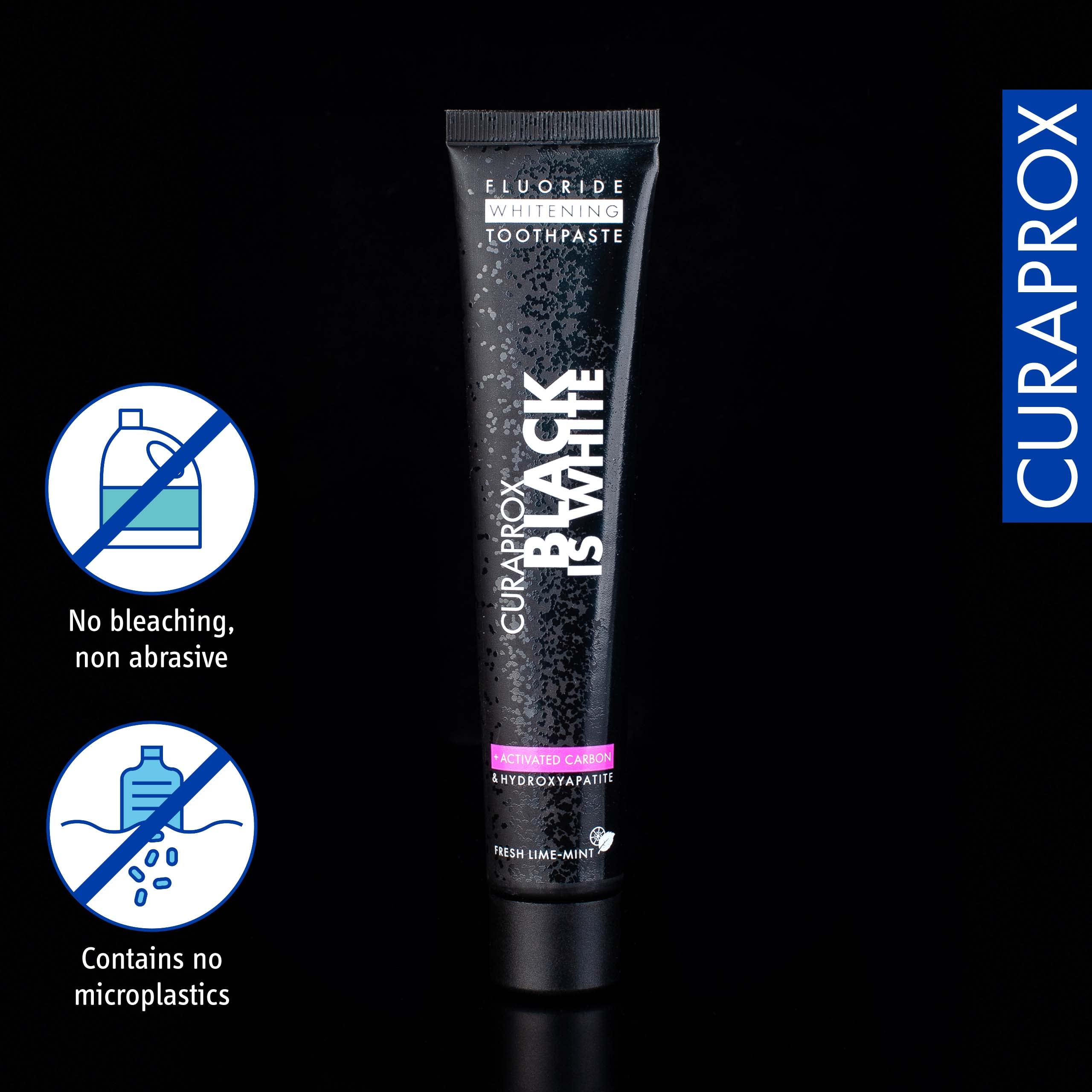 Curaprox Sans SLS et triclosan – dentifrice charbon sans agressif.