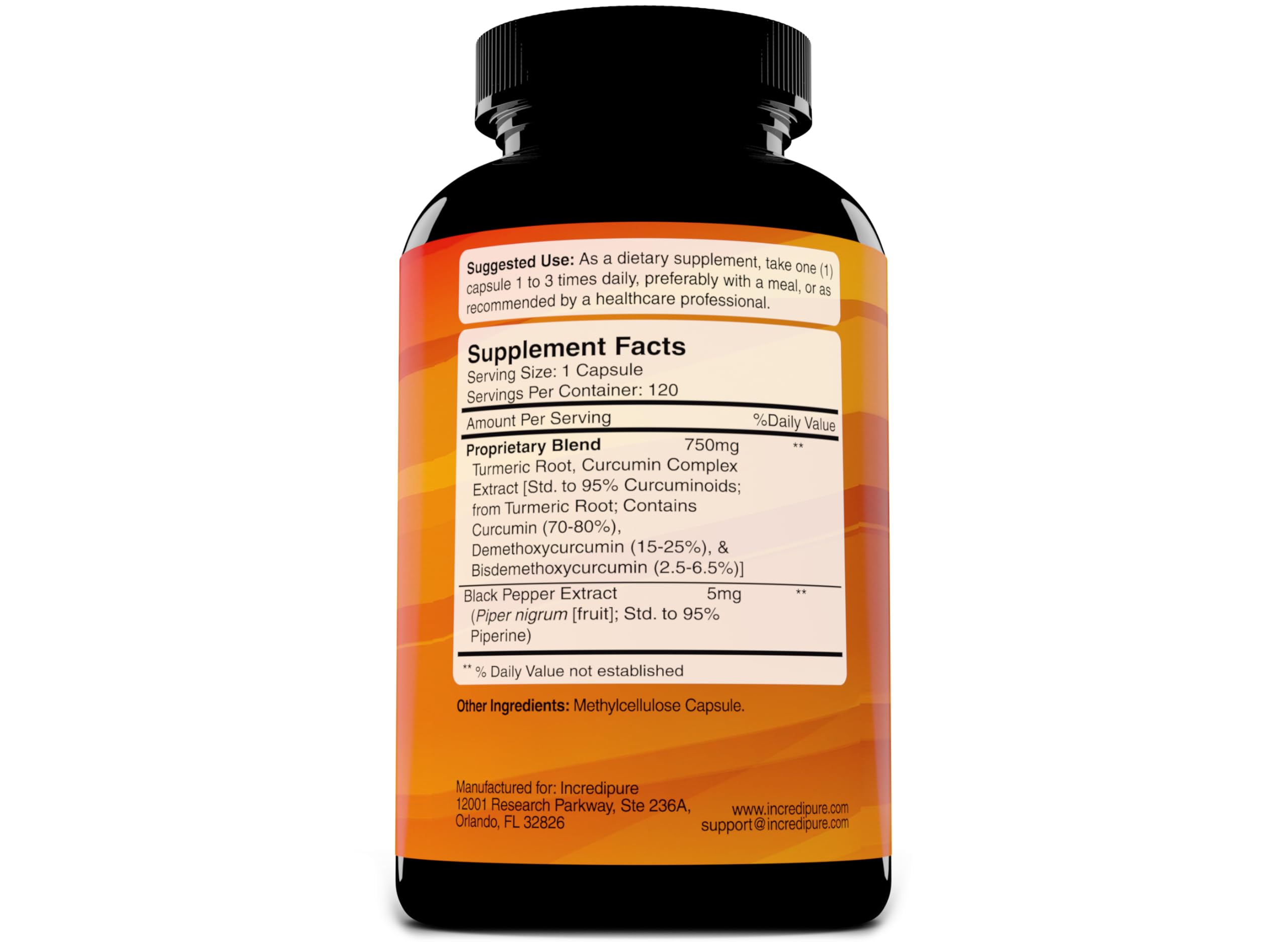 Curcumin Incredipure – capsules végétales faciles à prendre pour une utilisation pratique