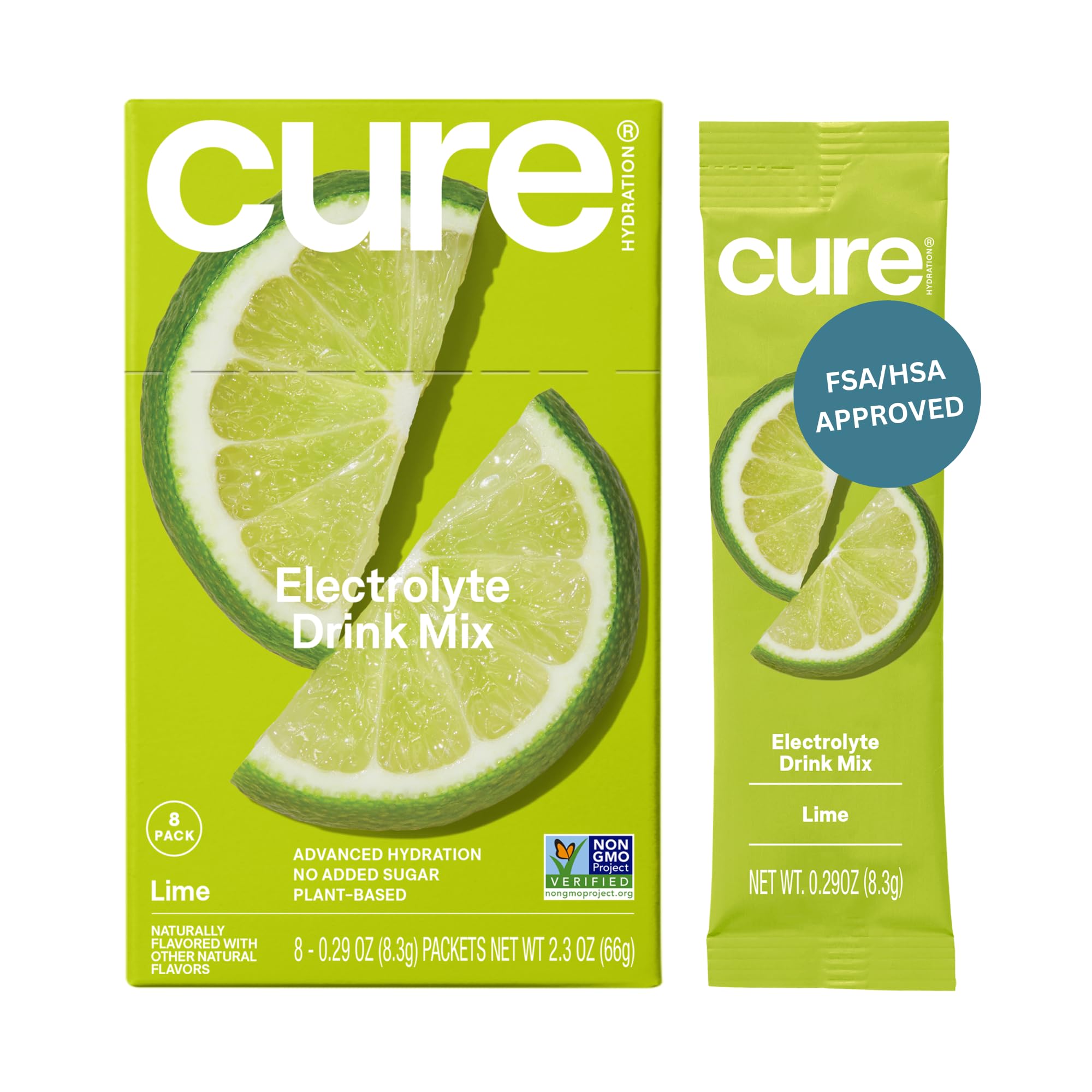 Cure Hydration: sachet citron vert prêt à réhydrater après l'effort.