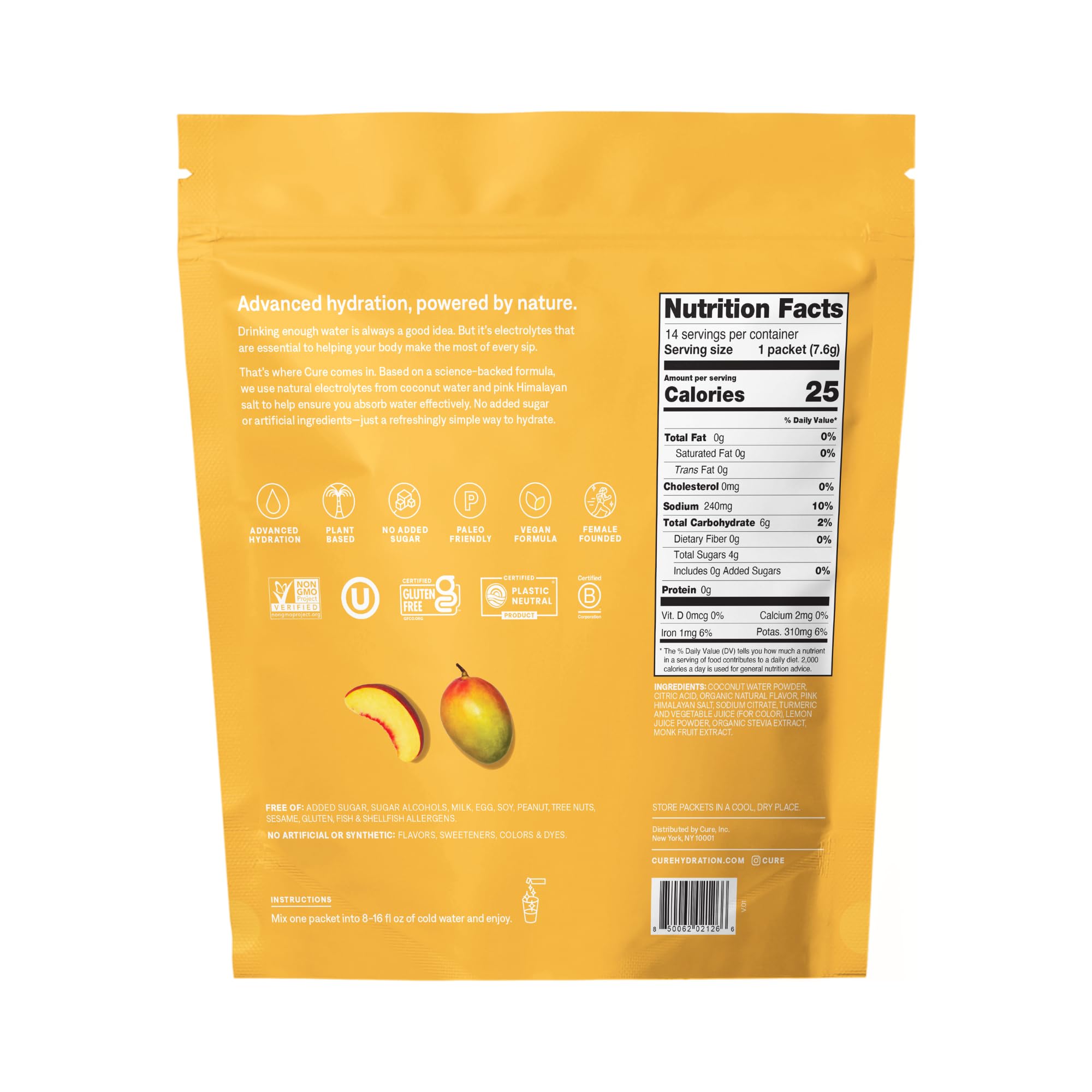 Cure Hydration, sachet-preparation-eau, mélange facile pour hydratation rapide.