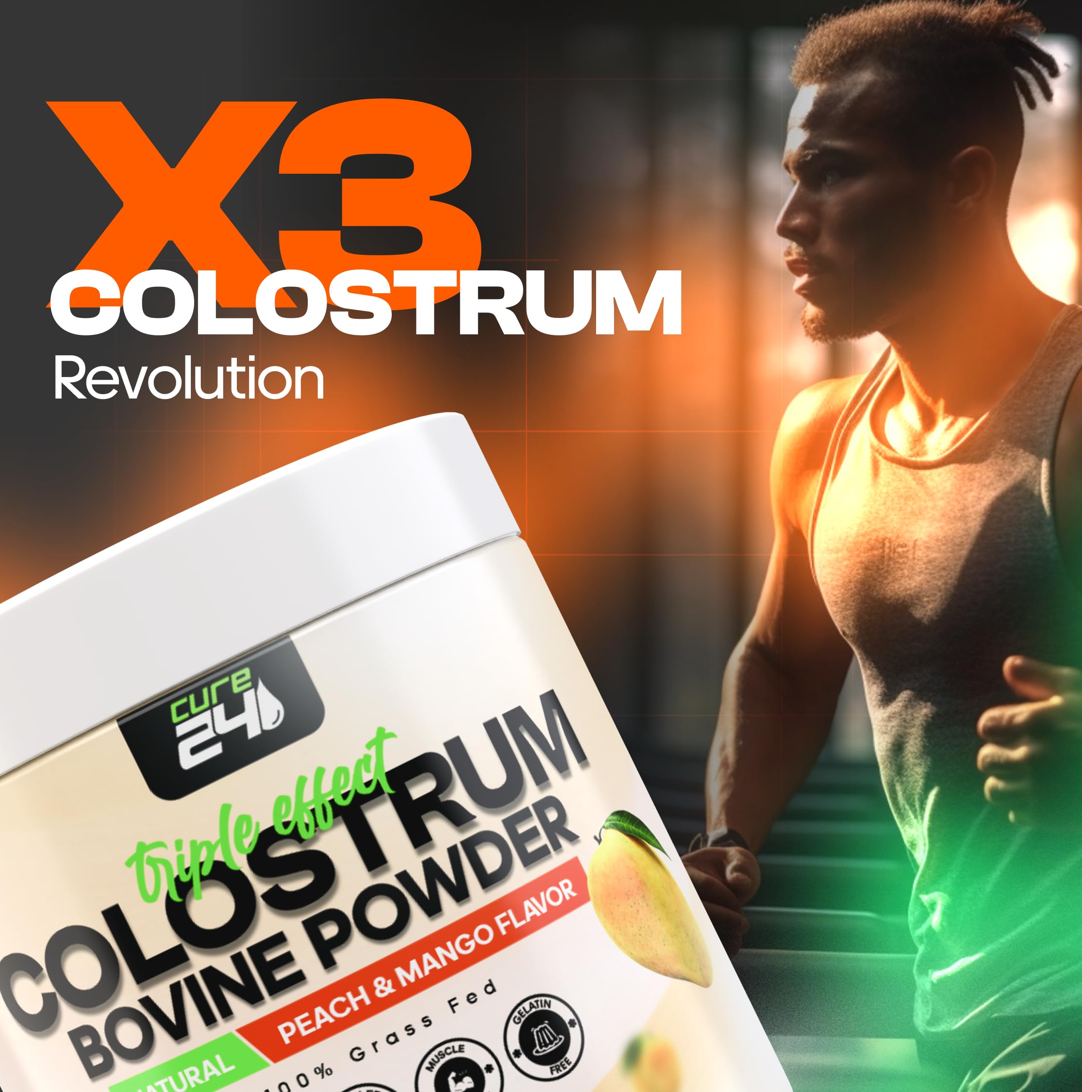 Cure24 Colostrum pour peau et cheveux, vitalité et éclat.