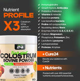 Cure24 Colostrum avec probiotiques et prébiotiques, soutien digestif potentiel.