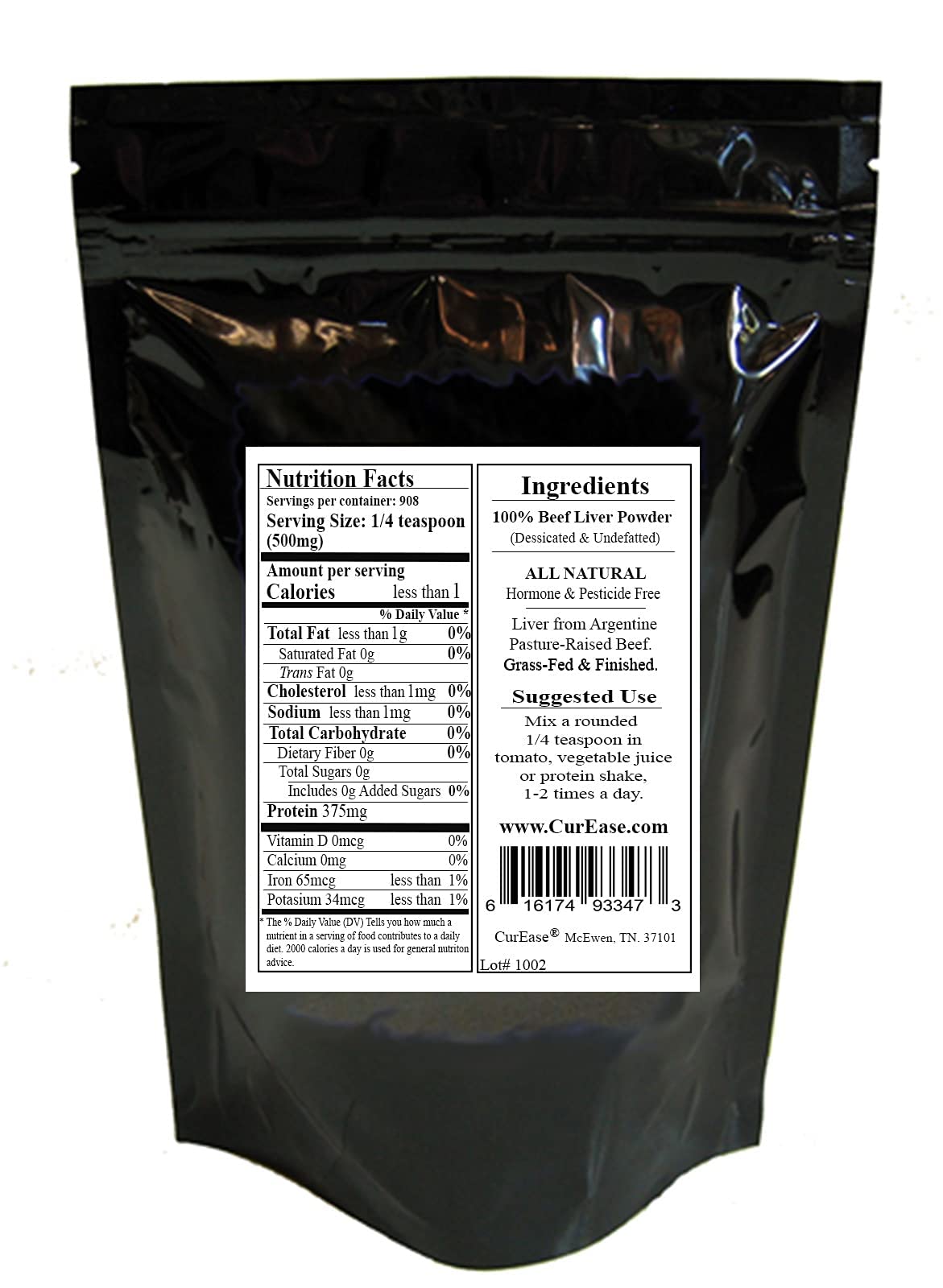 CurEase poudre de foie de boeuf sans additifs, dosage pratique.