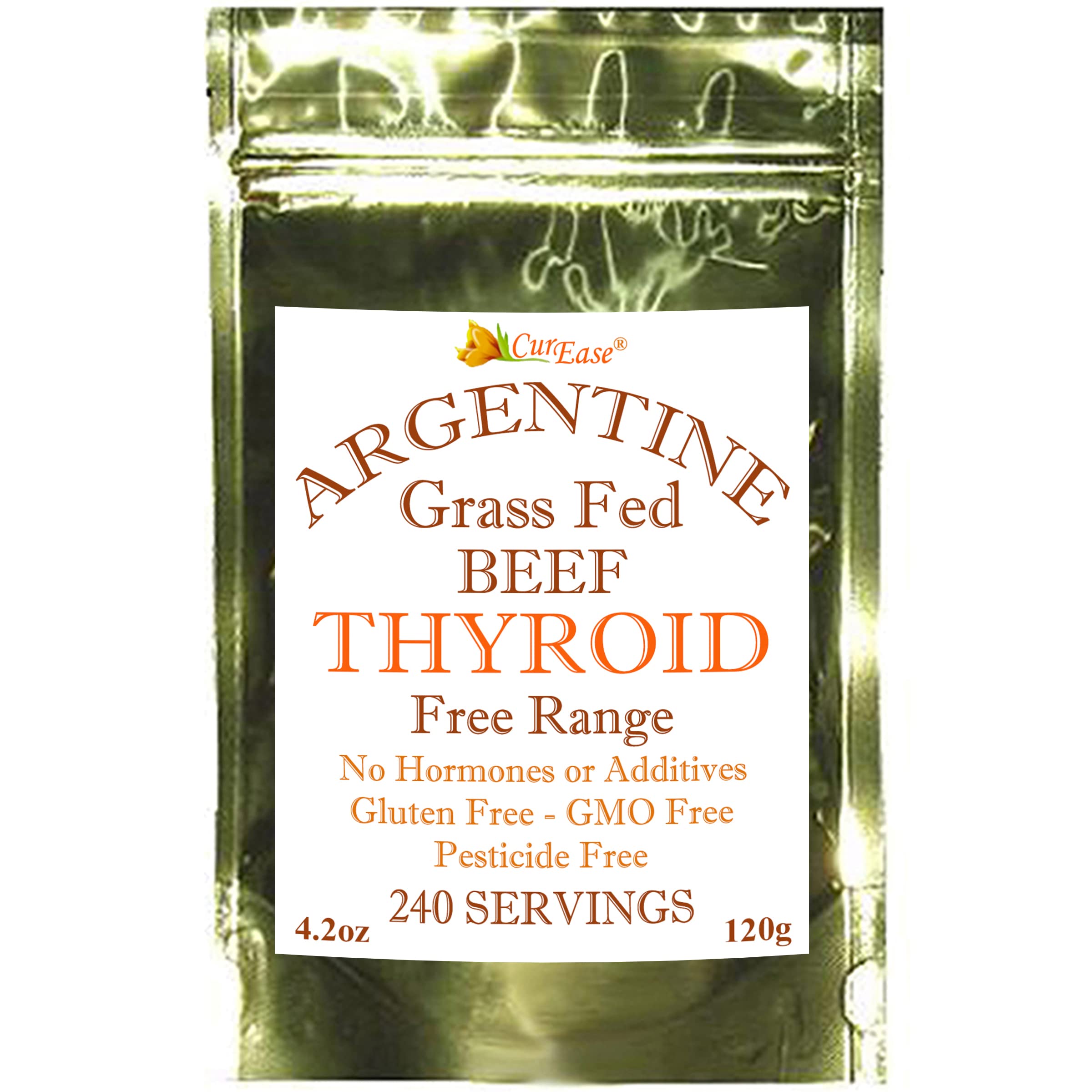 CurEase Poudre thyroïde de bœuf argentine en sachet: apport nutritionnel pratique.