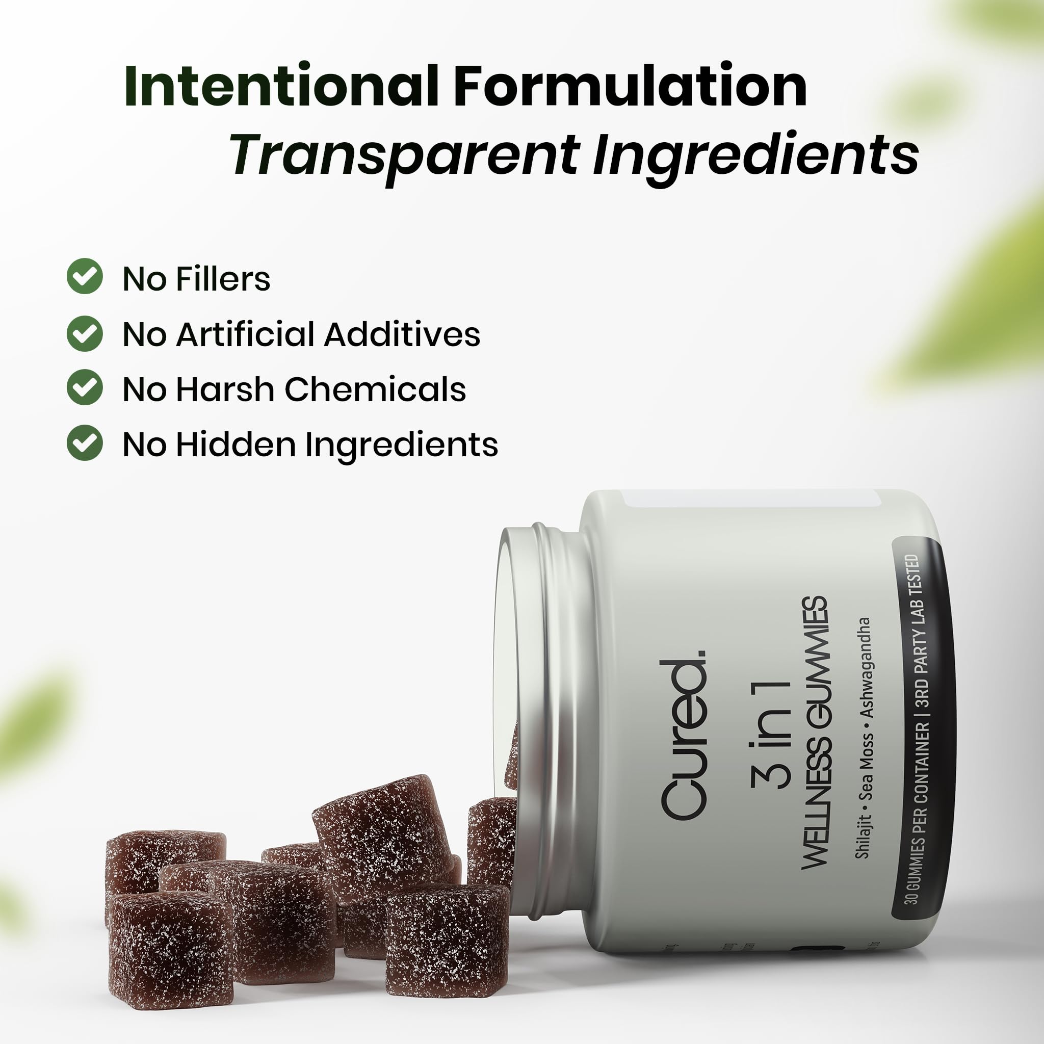 Portion individuelle des bonbons gélifiés Cured 3 en 1.