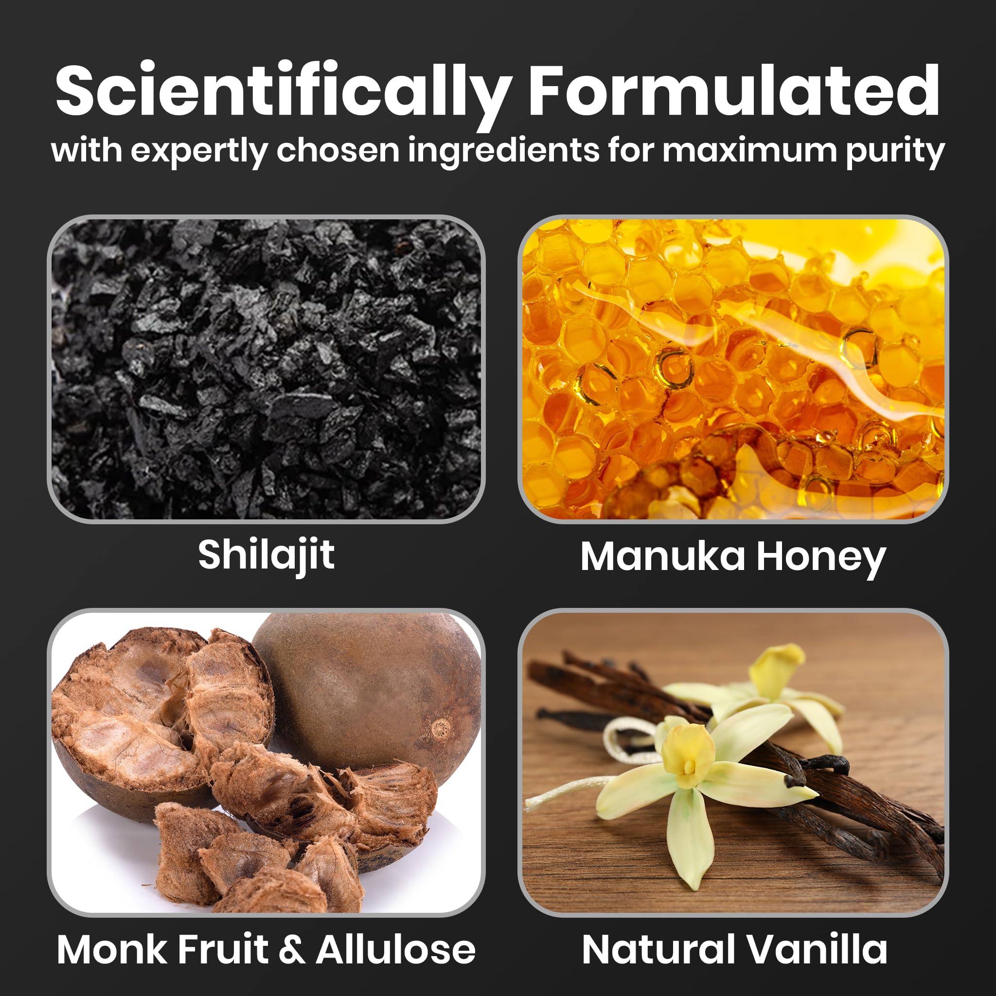 Gomme individuelle Shilajit Cured, dose quotidienne pratique.