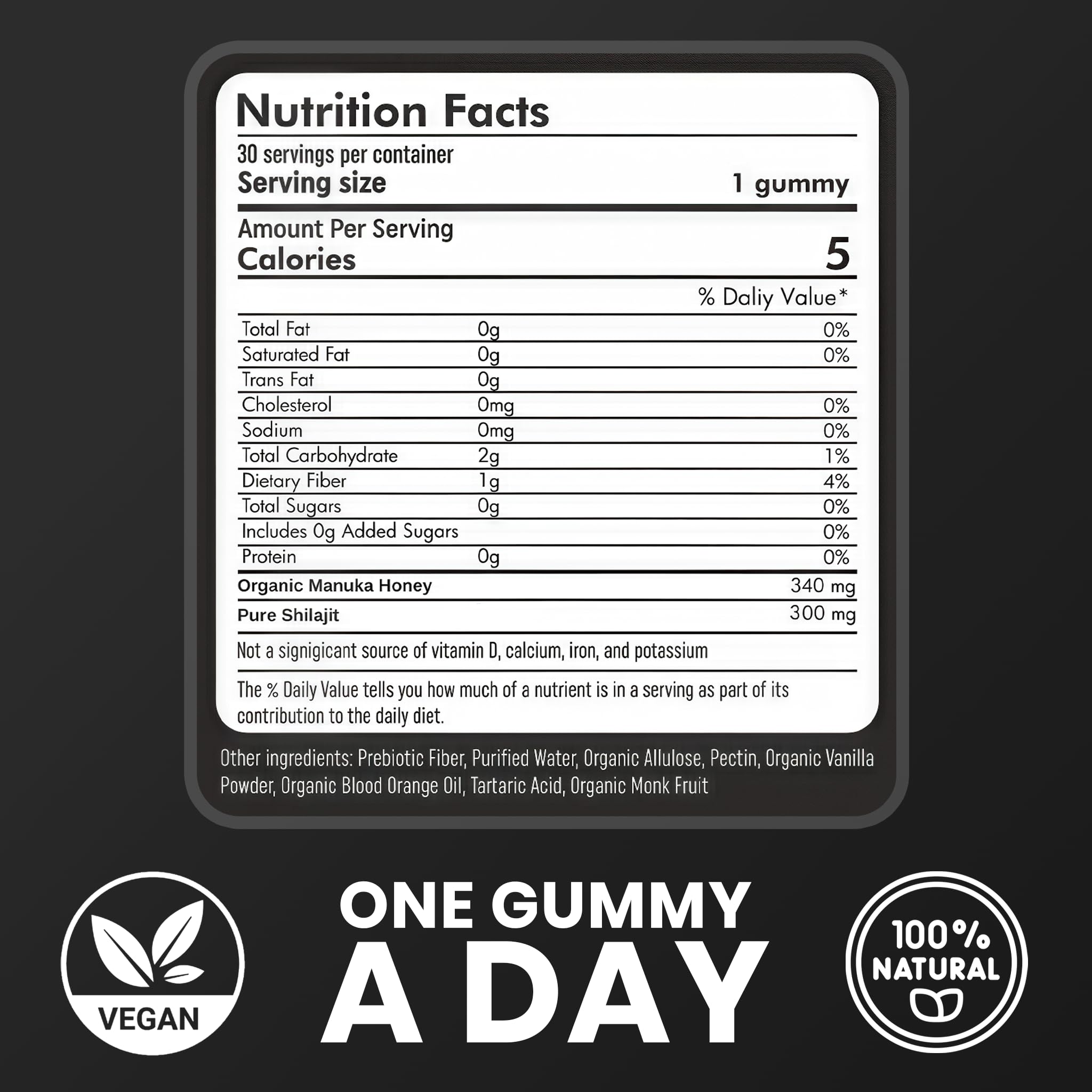 Gomme Shilajit Cured portion quotidienne.