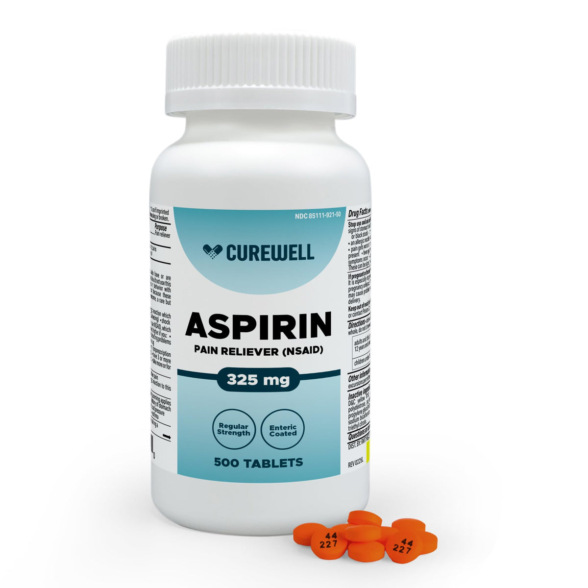CUREWELL aspirine enterique en bouteille protège l'estomac et favorise absorption sûre