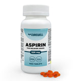 CUREWELL Aspirine entérique en bouteille 325 mg pour douleur quotidienne et fièvre légère.