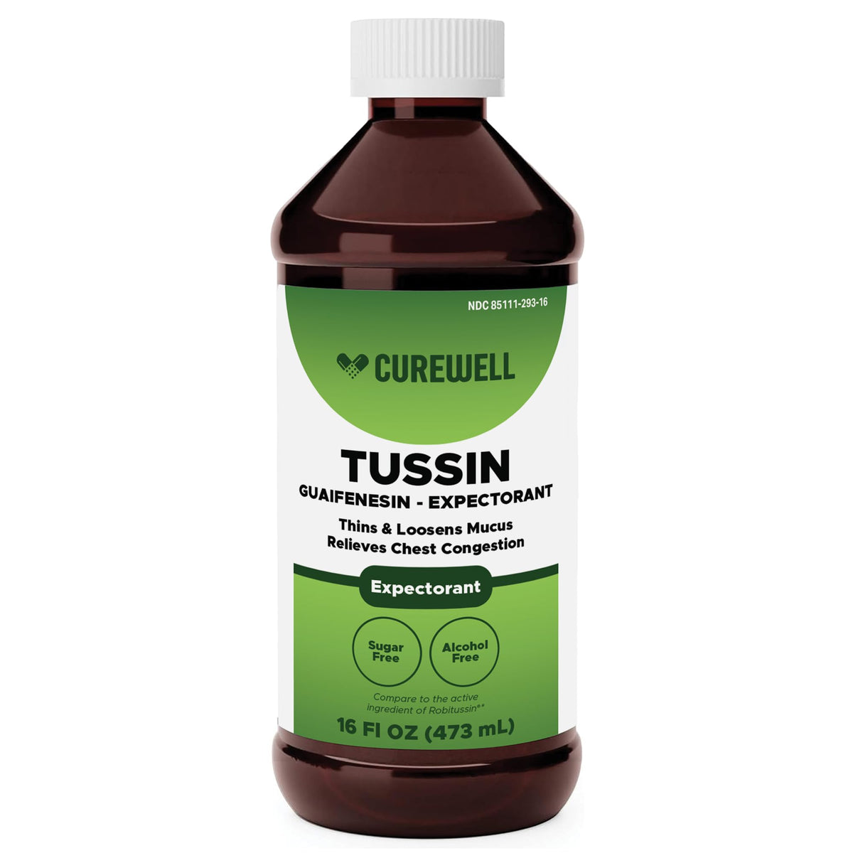 CUREWELL Tussin: bouteille 473 ml pour un usage quotidien pratique.