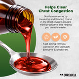CUREWELL Tussin: etiquette sans alcool pour une utilisation en douceur.