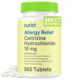 Curist Cetirizine 10 mg, boîte visible, soulagement des allergies possible.