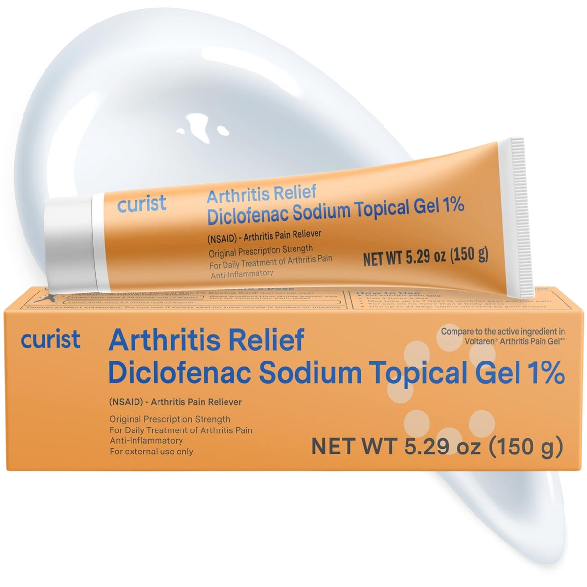 Curist Diclofenac 1% gel – bouteille visible, soulagement ciblé des douleurs articulaires.