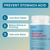 Curist Famotidine 20 mg: comprimés faciles à avaler, idéal pour ingestion rapide lors des repas.