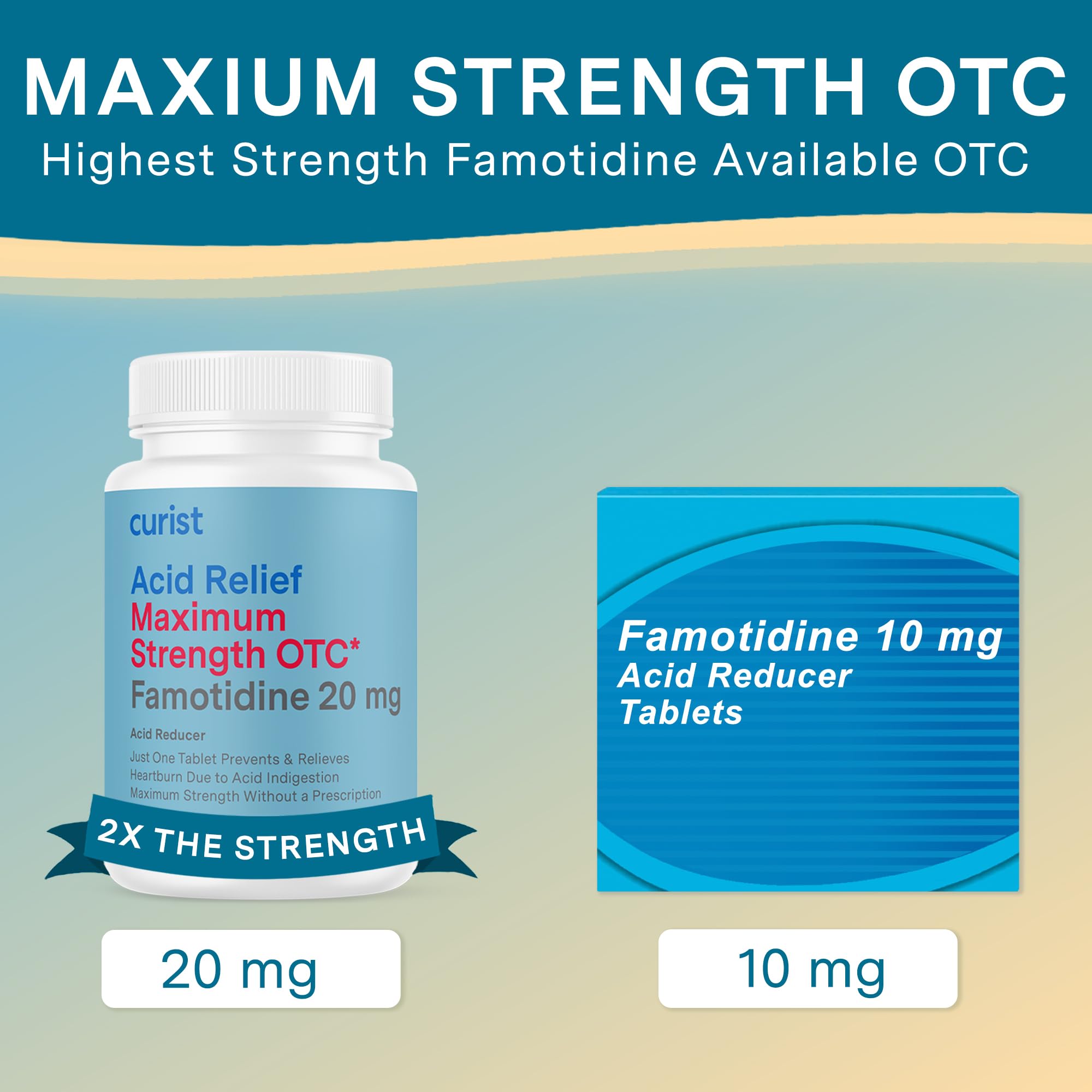 Curist Famotidine 20 mg: action rapide contre les remontées acides après certains plats.