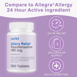 Curist Fexofenadine 180 mg, prise quotidienne, peut atténuer éternuements et yeux qui démangent.