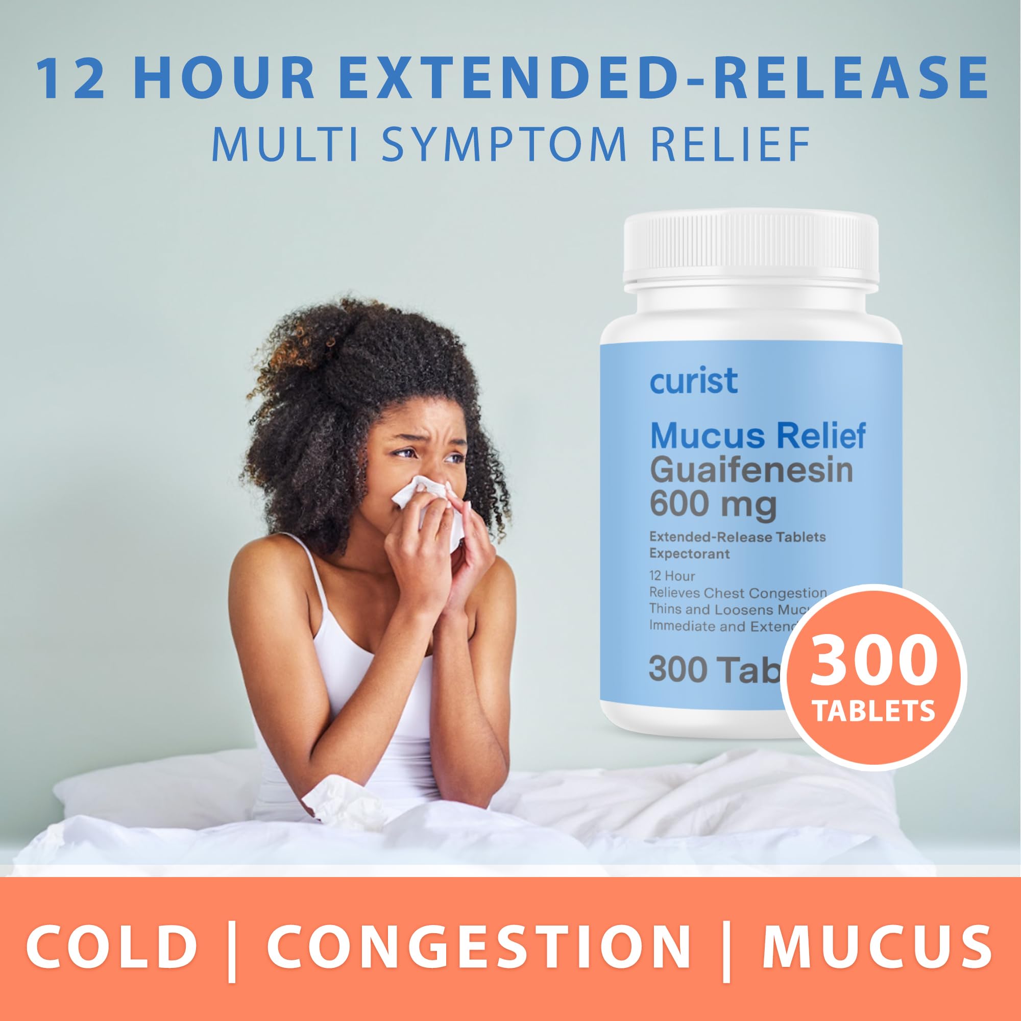 Tablette Curist Guaifenesin 600 mg, format comprimé quotidien.