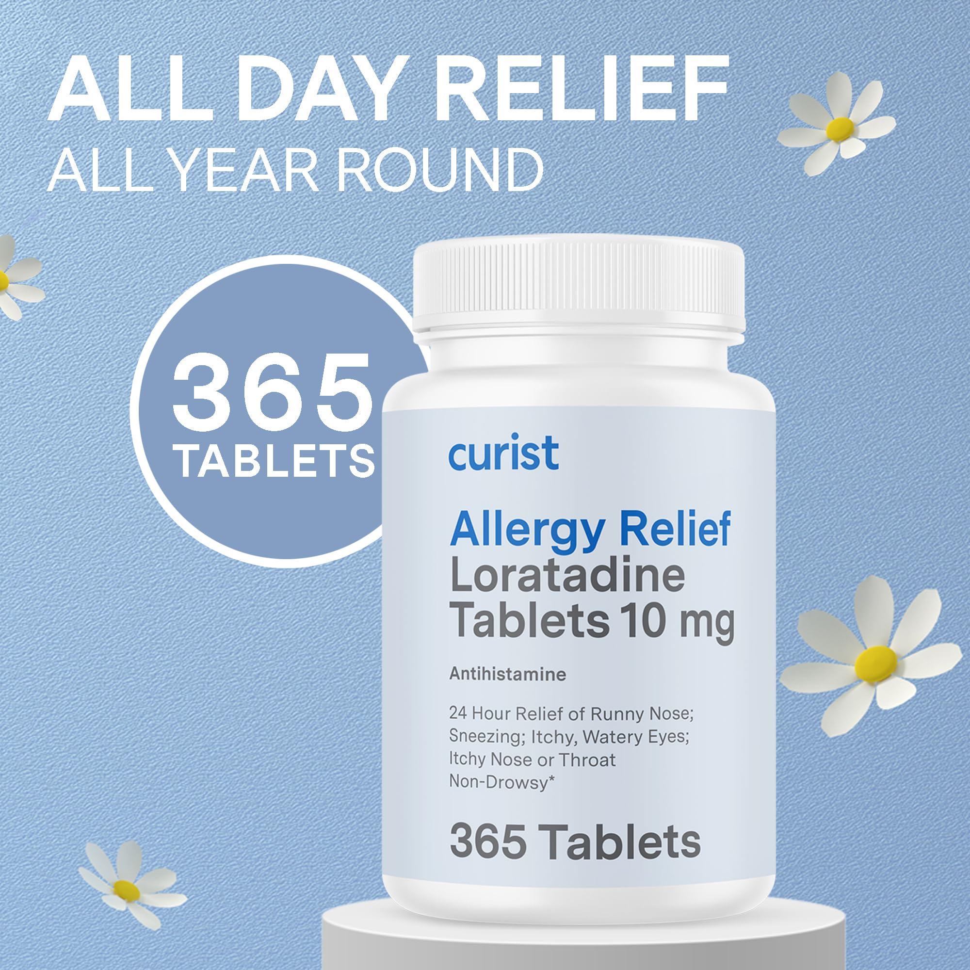Curist Loratadine 10 mg – tablettes alignées pour une prise simple.