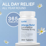 Curist Loratadine 10 mg – tablettes alignées pour une prise simple.