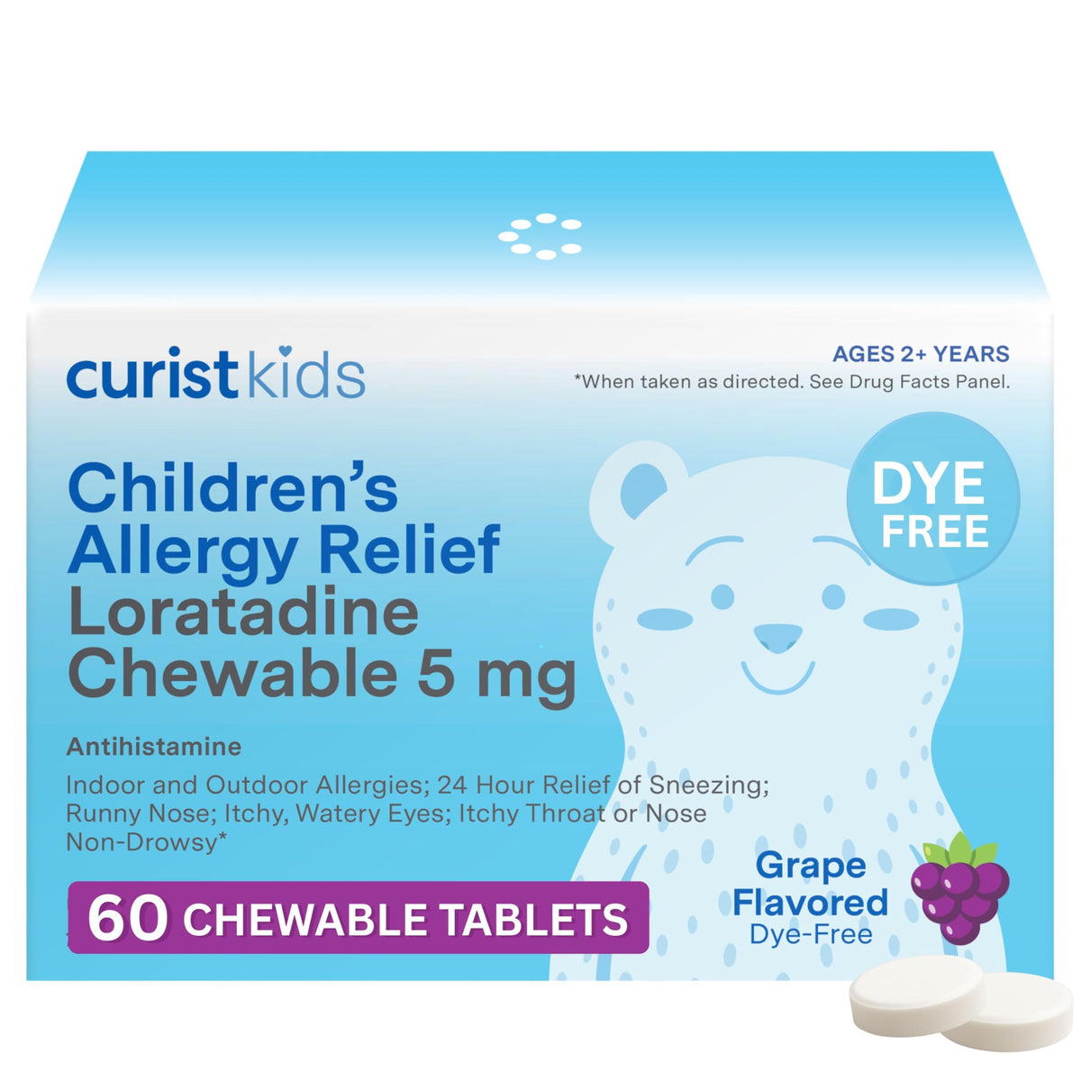 Curist Loratadine enfant bouteille : soulage les allergies tout au long de la journée.