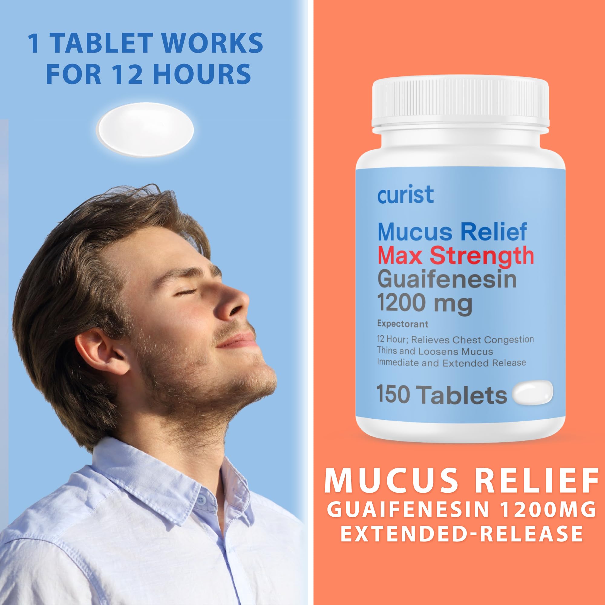 Curist comprimé blanc sans colorant ni salicylates pour respiration plus libre.