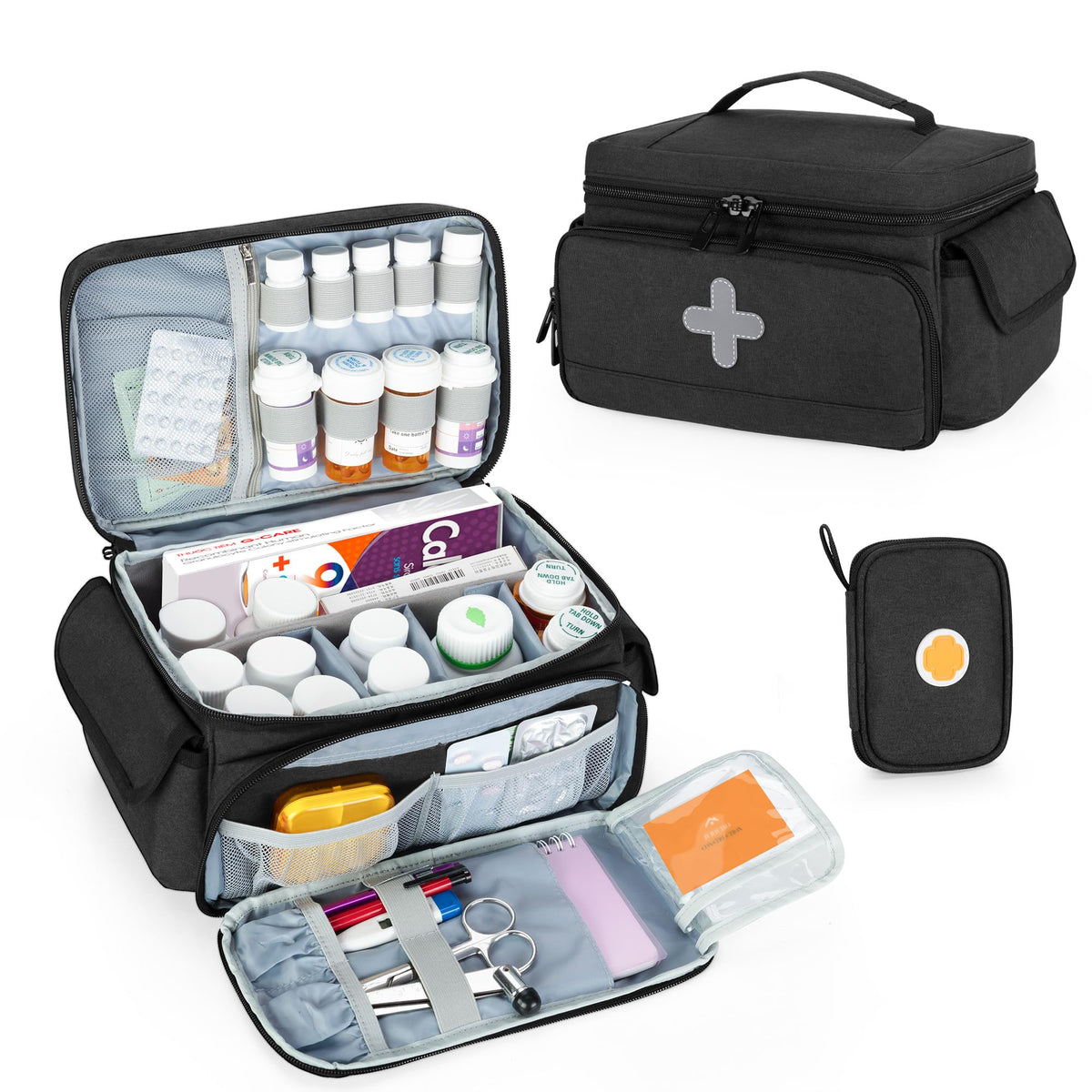 CURMIO organiseur medicaments verrouillable avec grande ouverture pour voyage