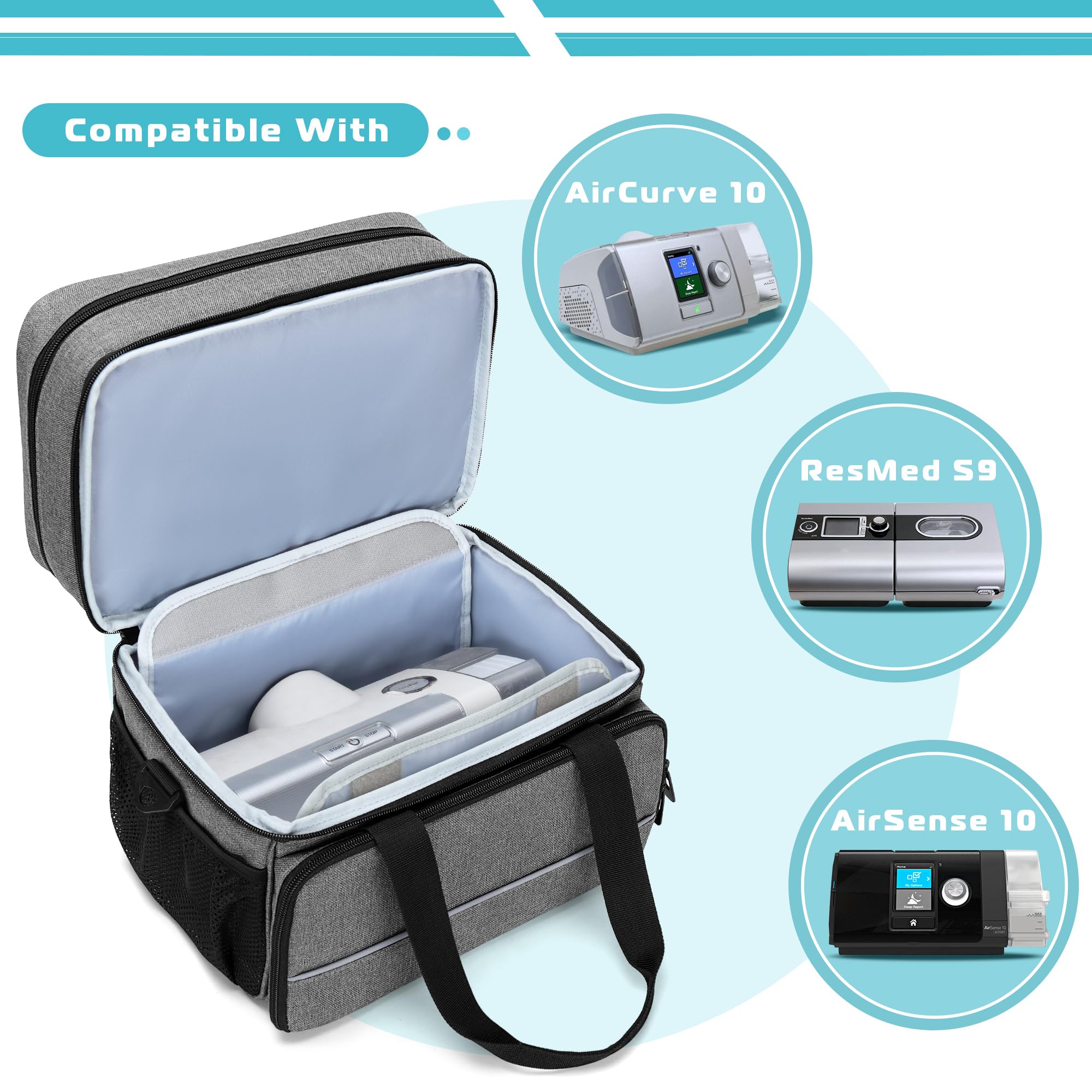CURMIO sac CPAP compatible AirSense 10 avec organisation efficace.