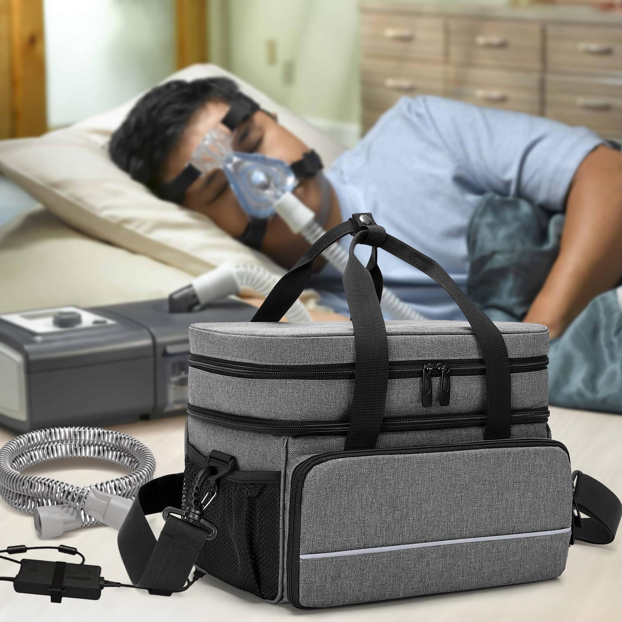 CURMIO sac CPAP avec poches d’organisation pour accessoire rapide.