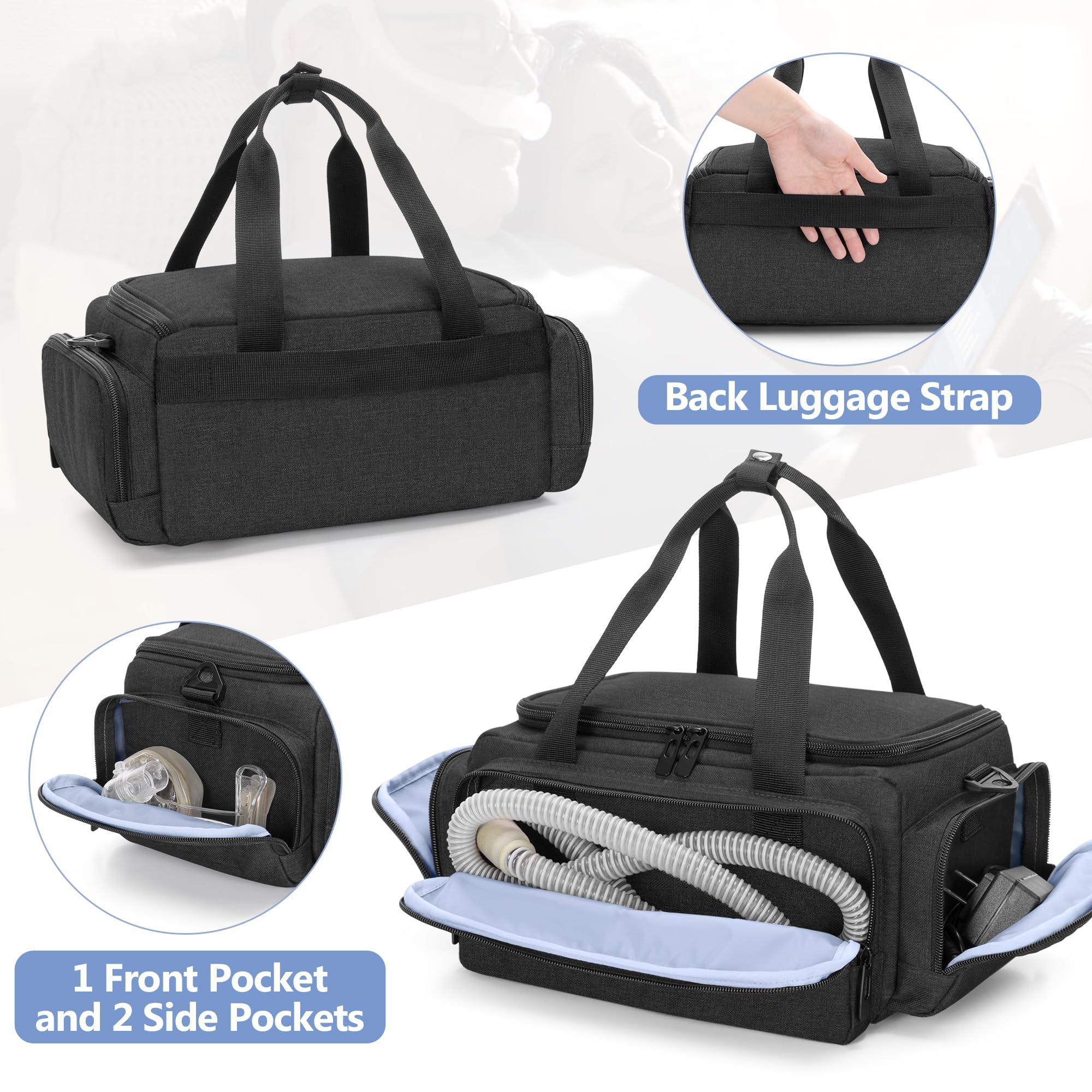 CURMIO Sac CPAP avec bretelle amovible pour portabilité en voyage.