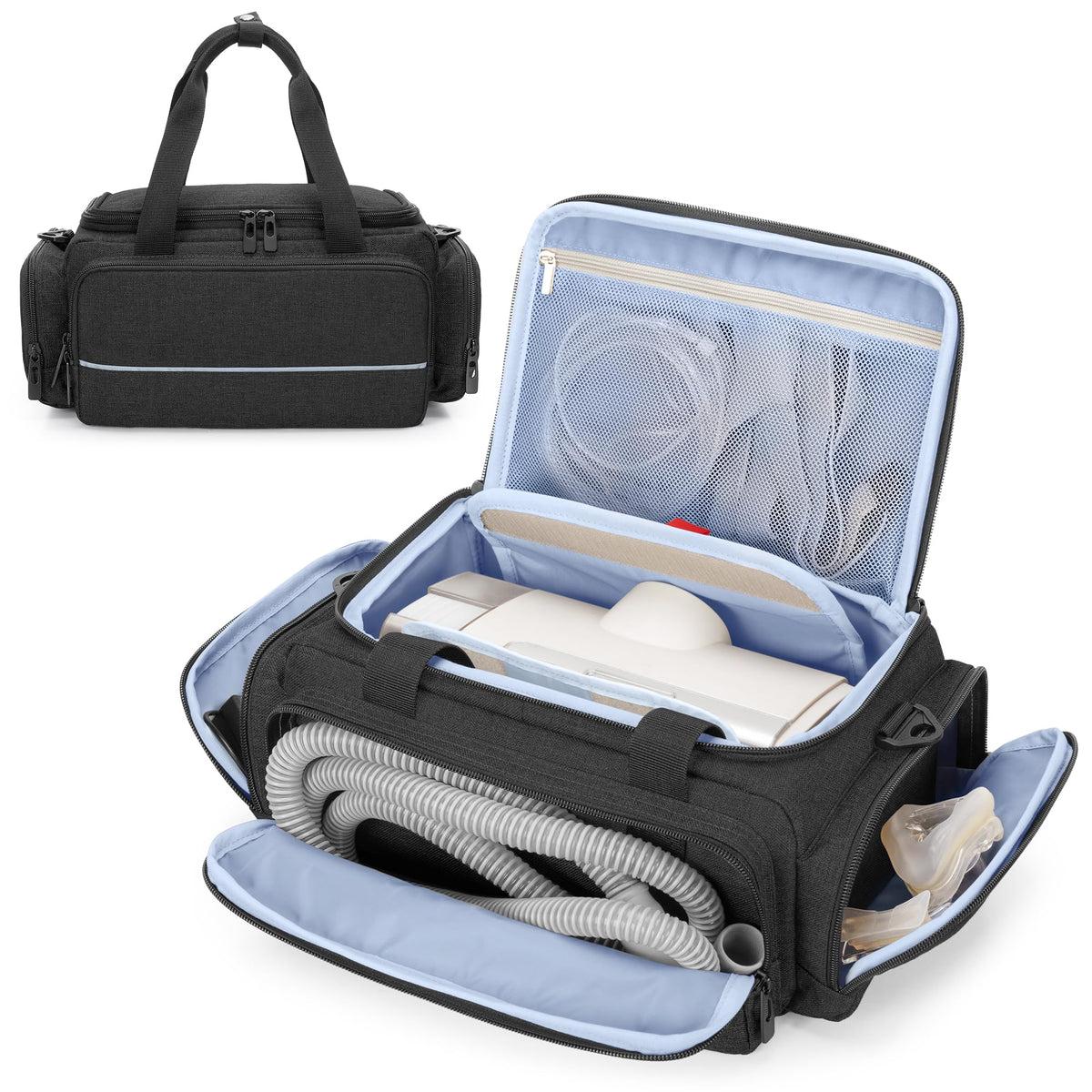 CURMIO Sac CPAP avec sangle de maintien pour transport sûr.