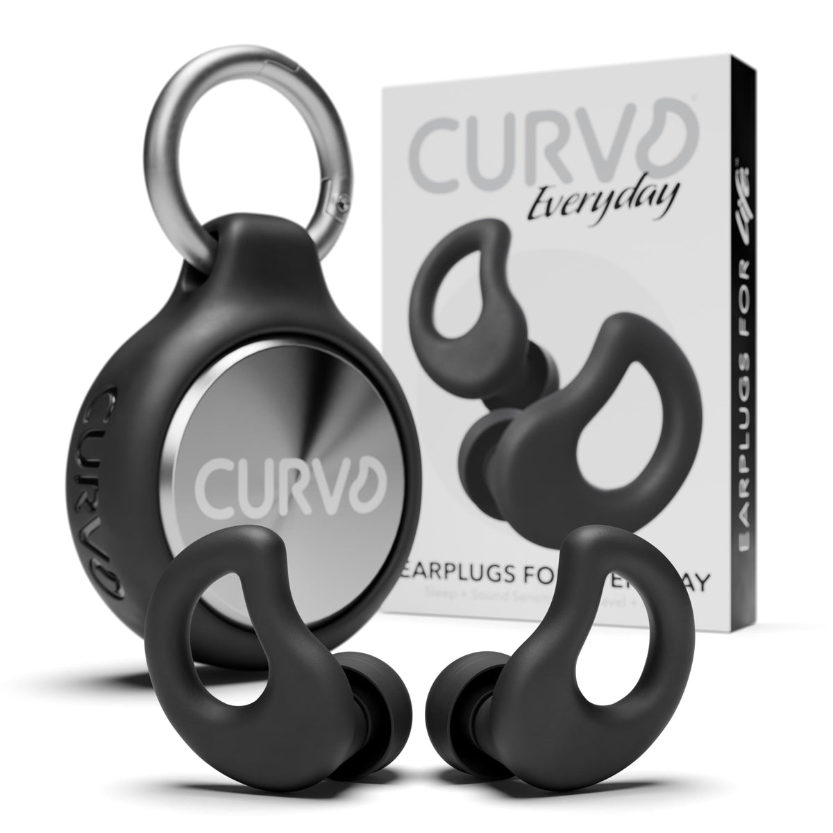 CURVD bouchons d'oreilles etui clip, réduction du bruit pour le sommeil.