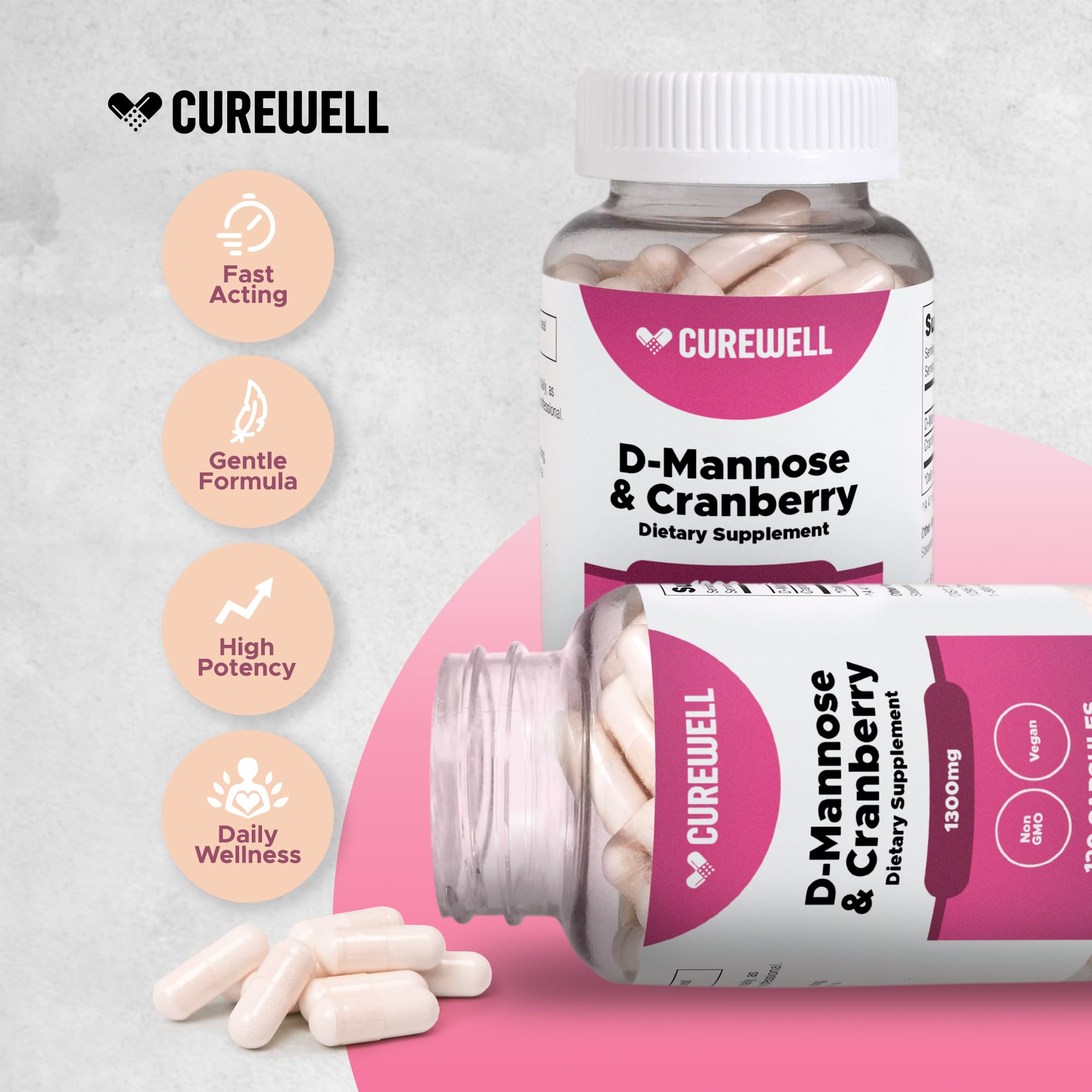 Curwell D-Mannose Cranberry gélules: apport quotidien et protection urinaire.