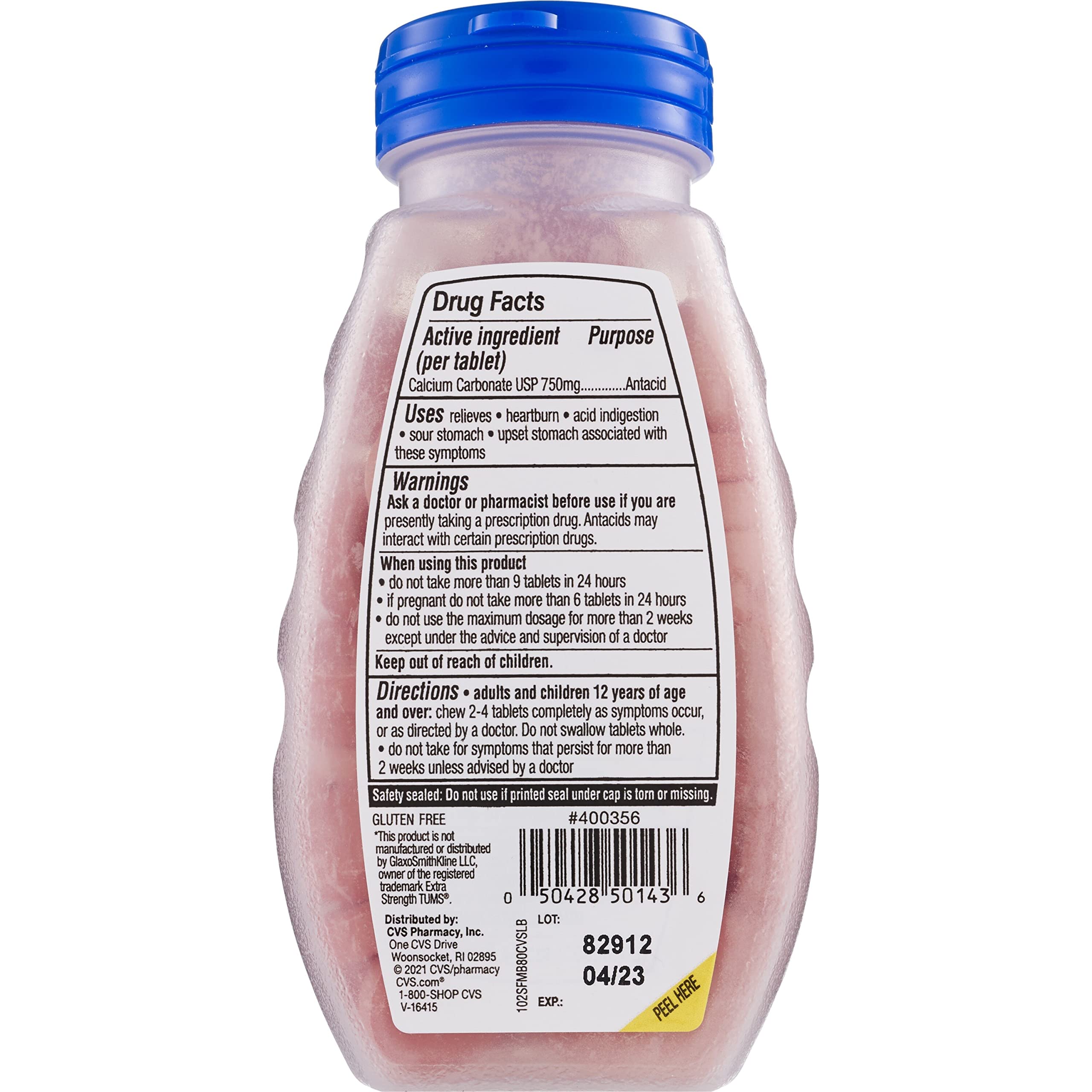 CVS Health antiacide sans sucre, pack de 3, pratique à emporter